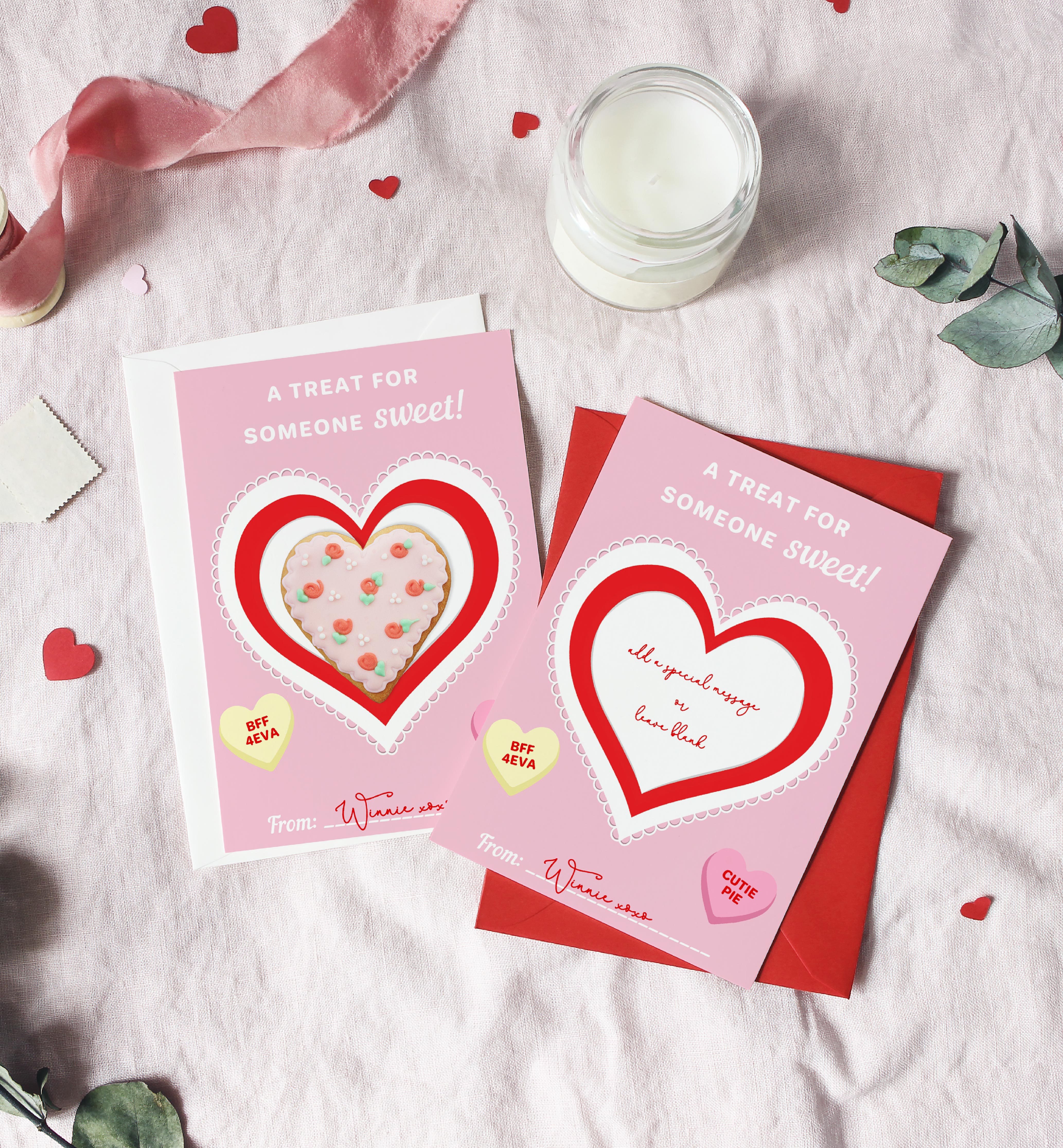 CNH-PNK-6-B2403 - CONVERSATION HEARTS - PINK - SWEETHEART COOKIE CARD TAG design preview