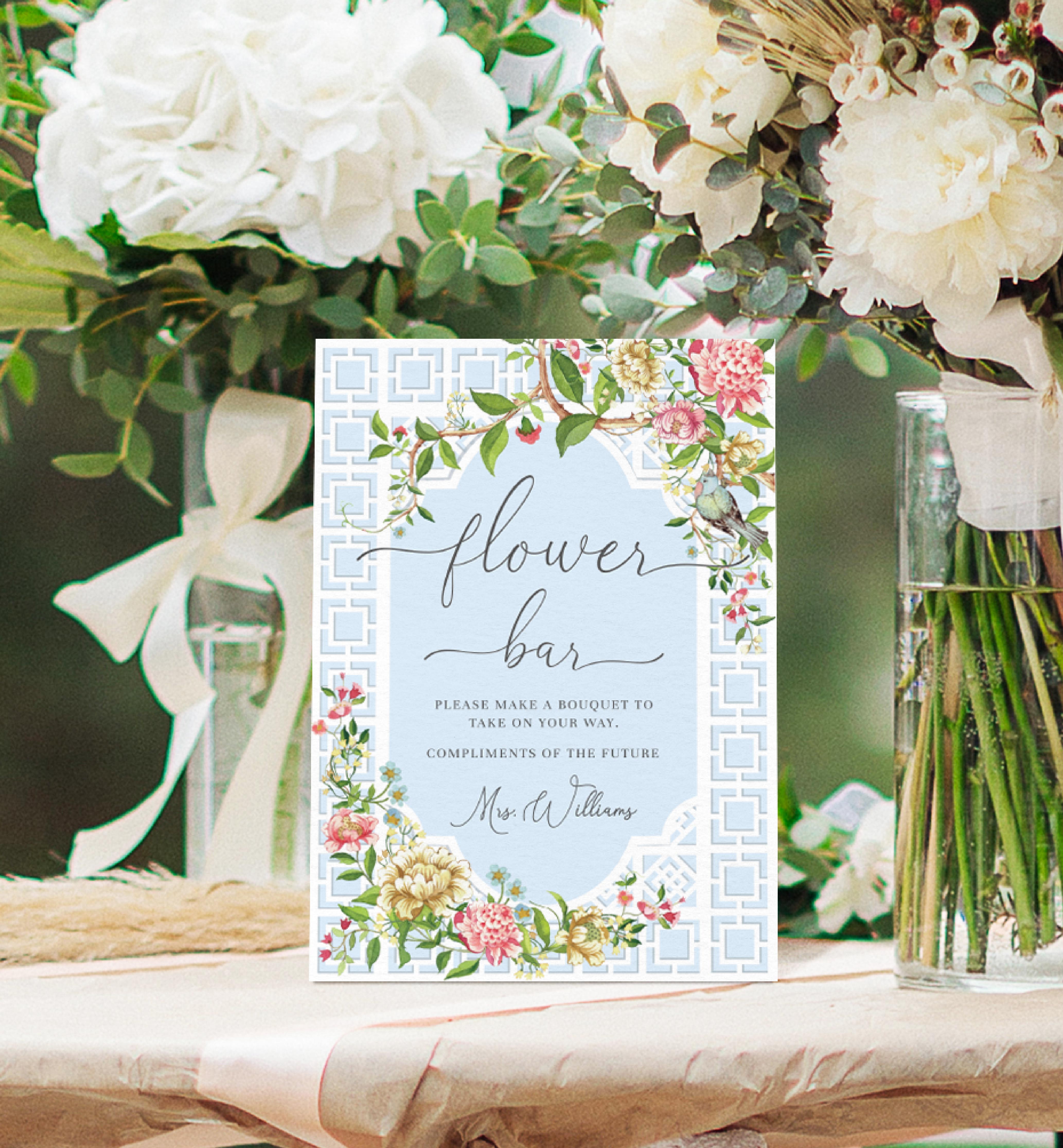 TRI-BLU-7-B2375 - TRIANON - BLUE - FLOWER BAR SIGN design preview