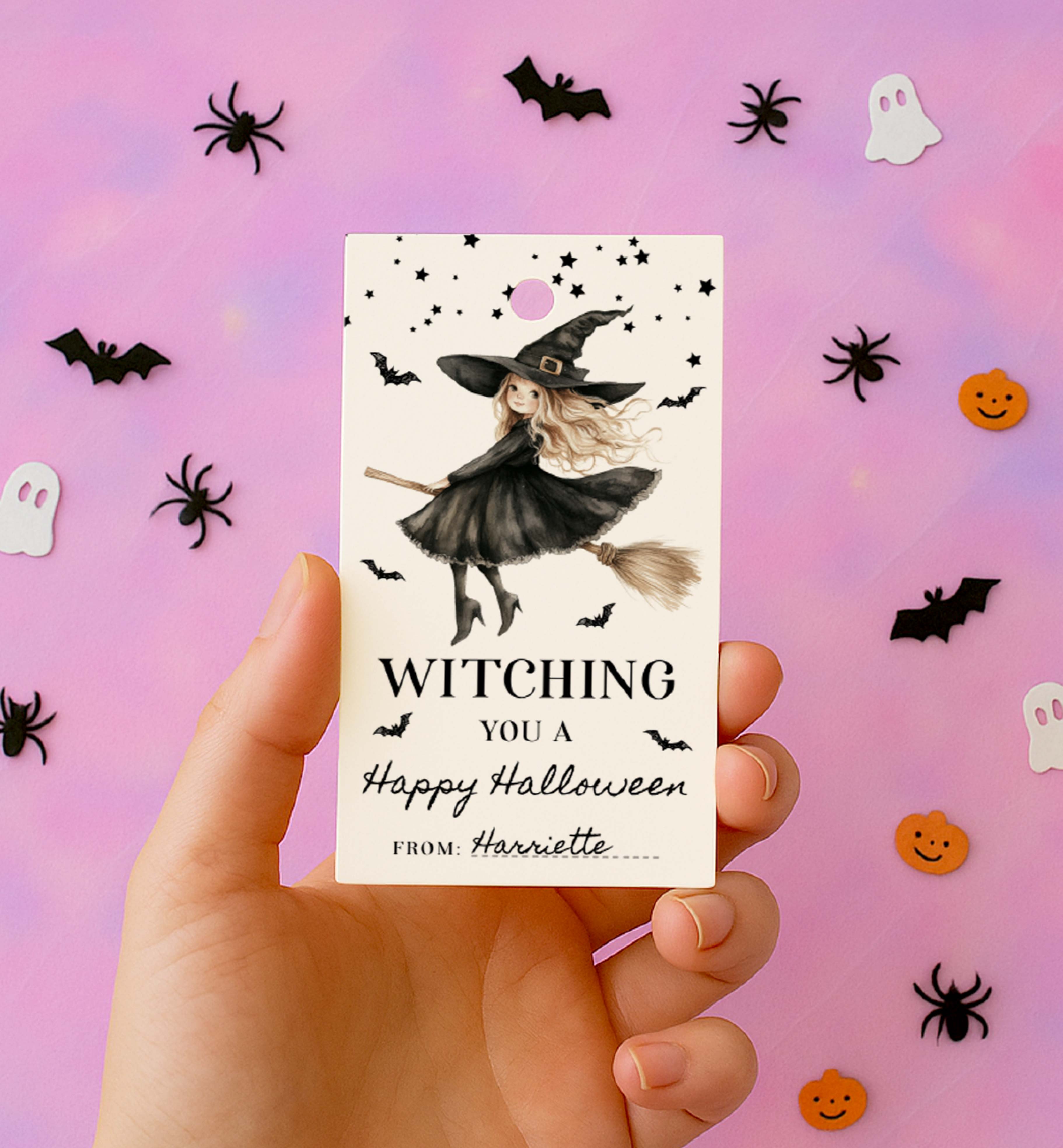 HAL-BLK-6-B3668 - HALLOWEEN - BLACK - WITCHING TAG design preview