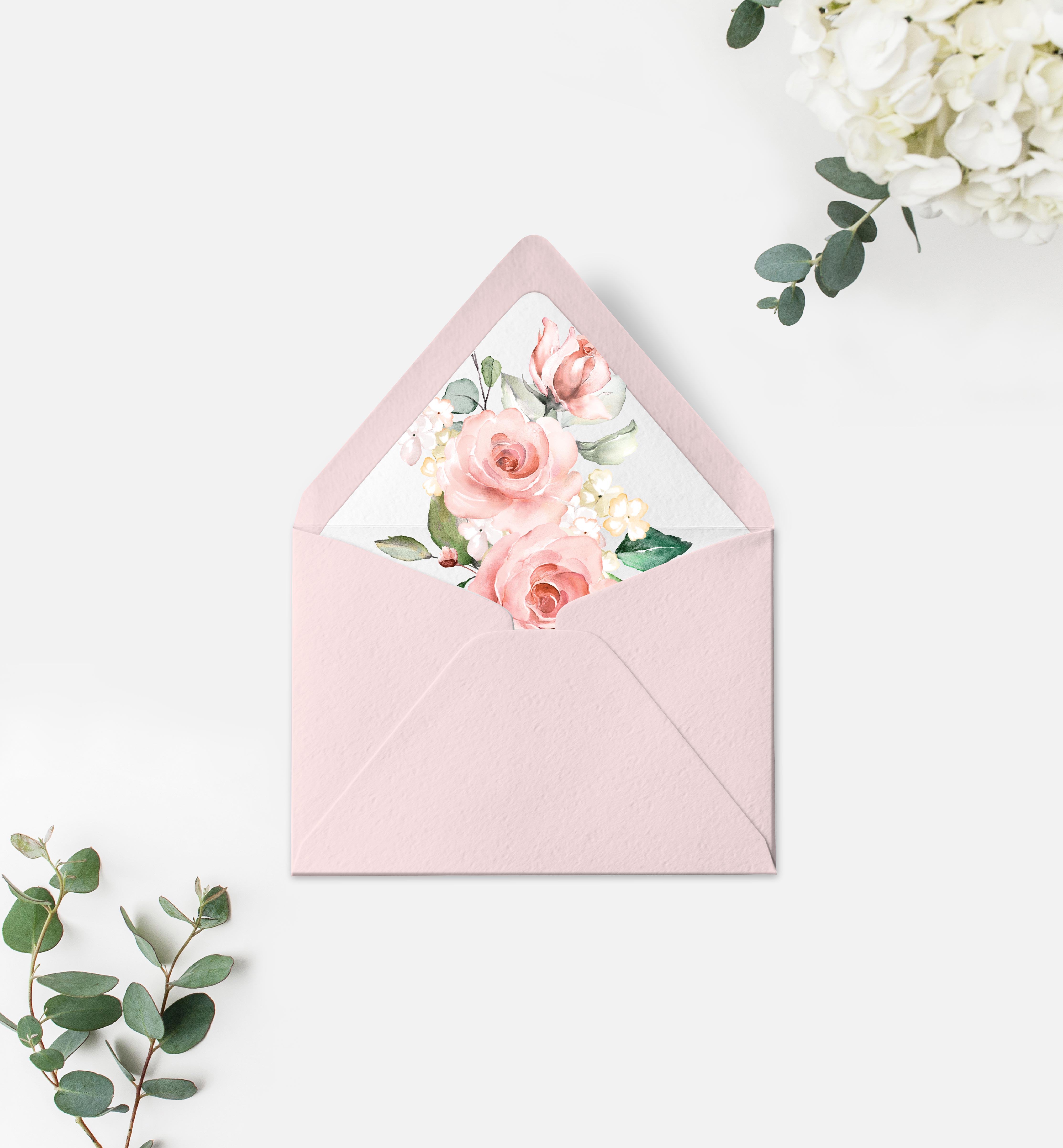 DAR-PNK-17-B664 - DARCY FLORAL - PINK - ENVELOPE LINER design preview