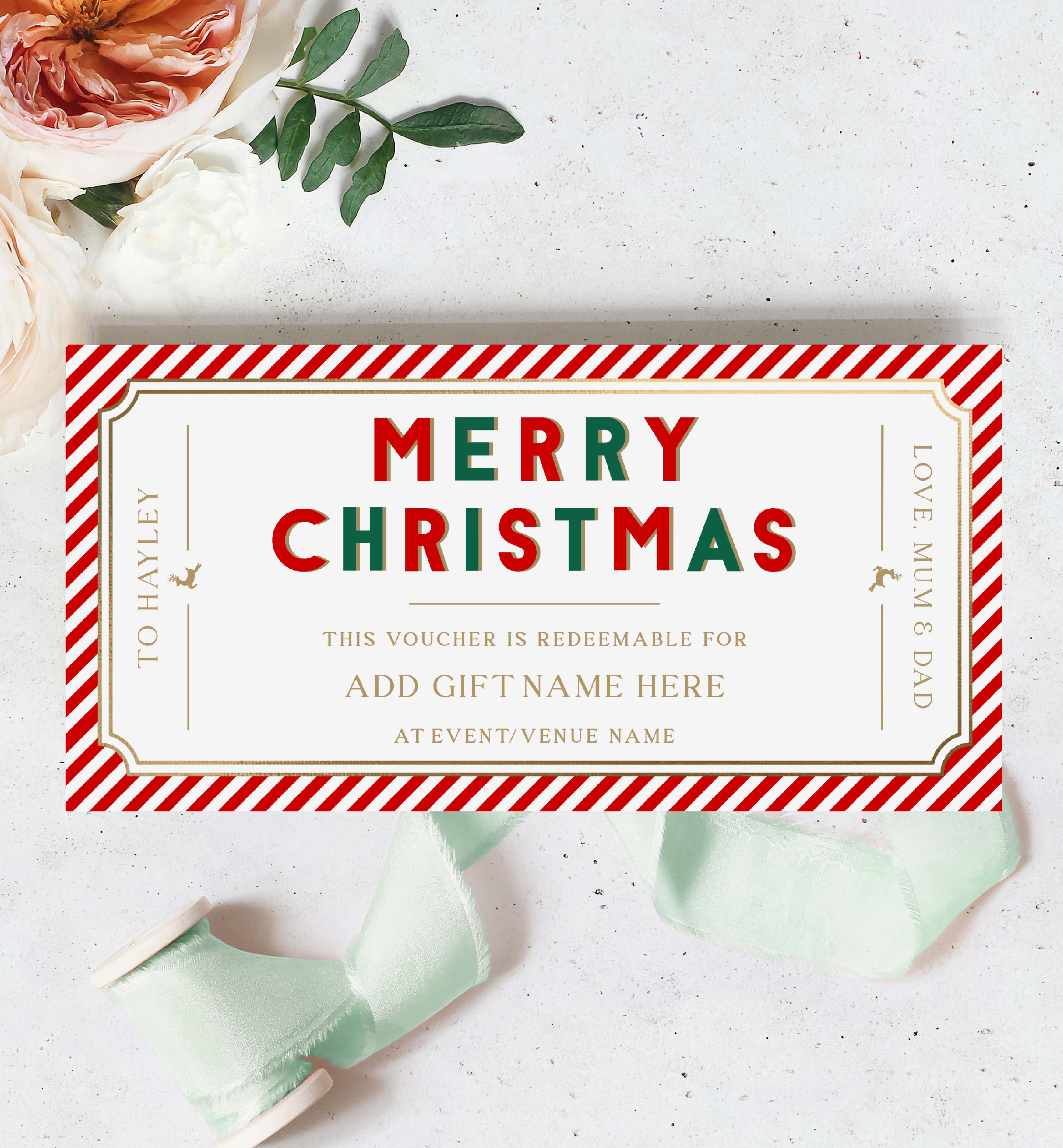 STR-RGR-14-B2868 - STRIPE - RED GREEN - CHRISTMAS CUSTOM GIFT CERTIFICATE design preview