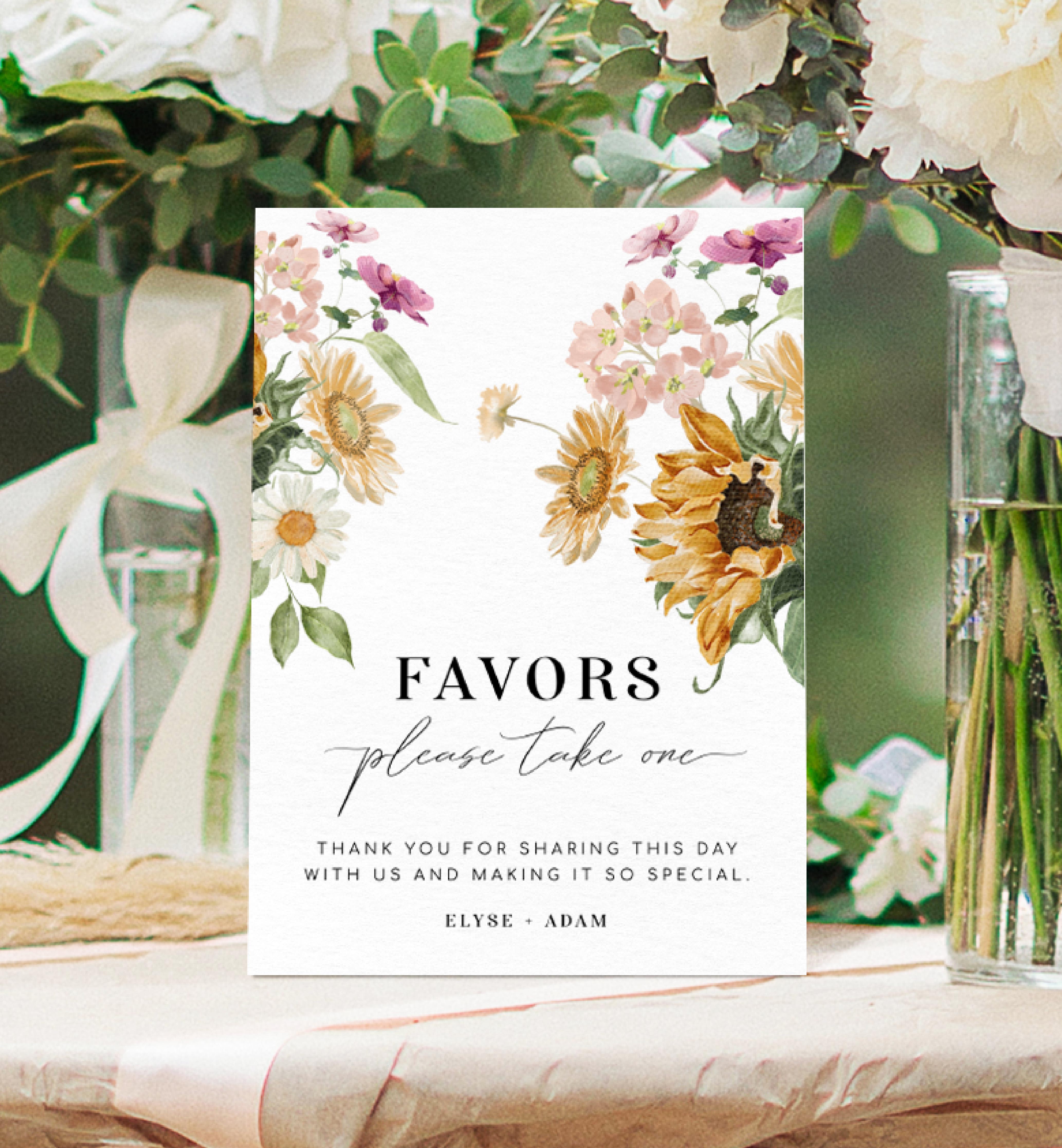 MEW-WHT-7-B2257 - MEWS FLORAL - WHITE - FAVOURS SIGN design preview