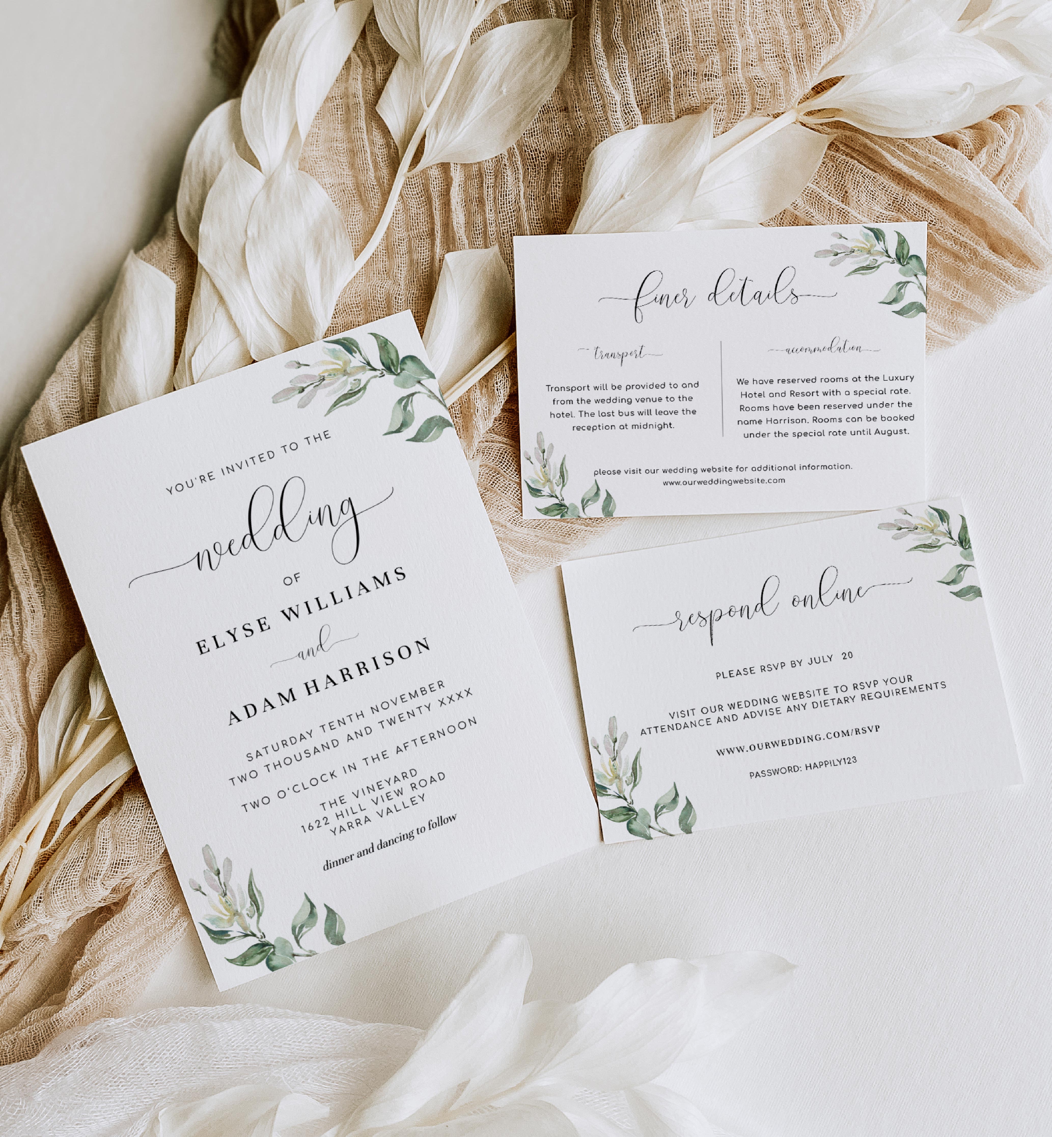 MUG-GRE-1-B156 - MUTED GREENERY - GREEN - WEDDING INVITATION SUITE design preview
