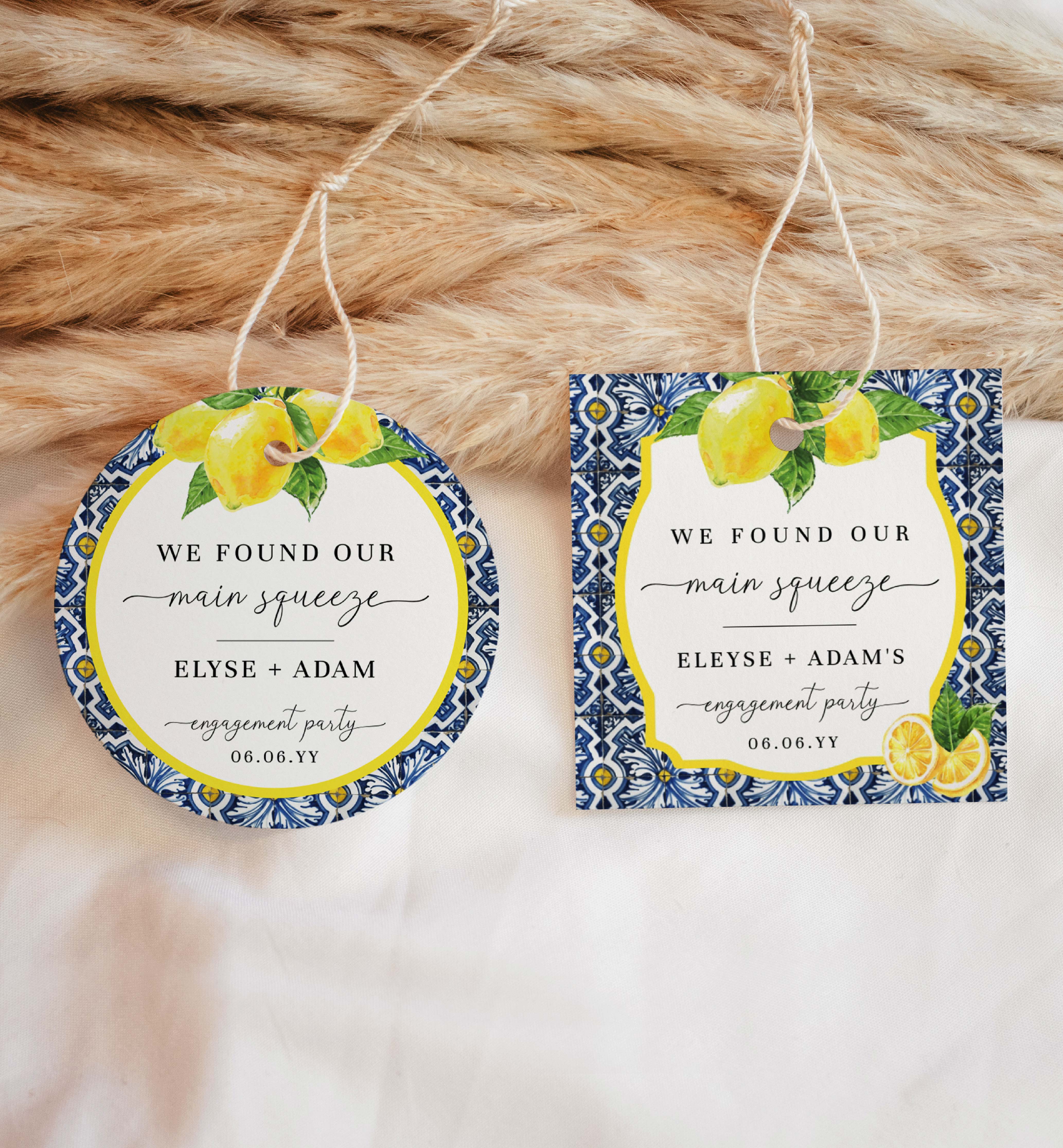 POS-BLY-6-B2837 - POSITANO - BLUE TILE LEMONS - OUR MAIN SQUEEZE TAG design preview