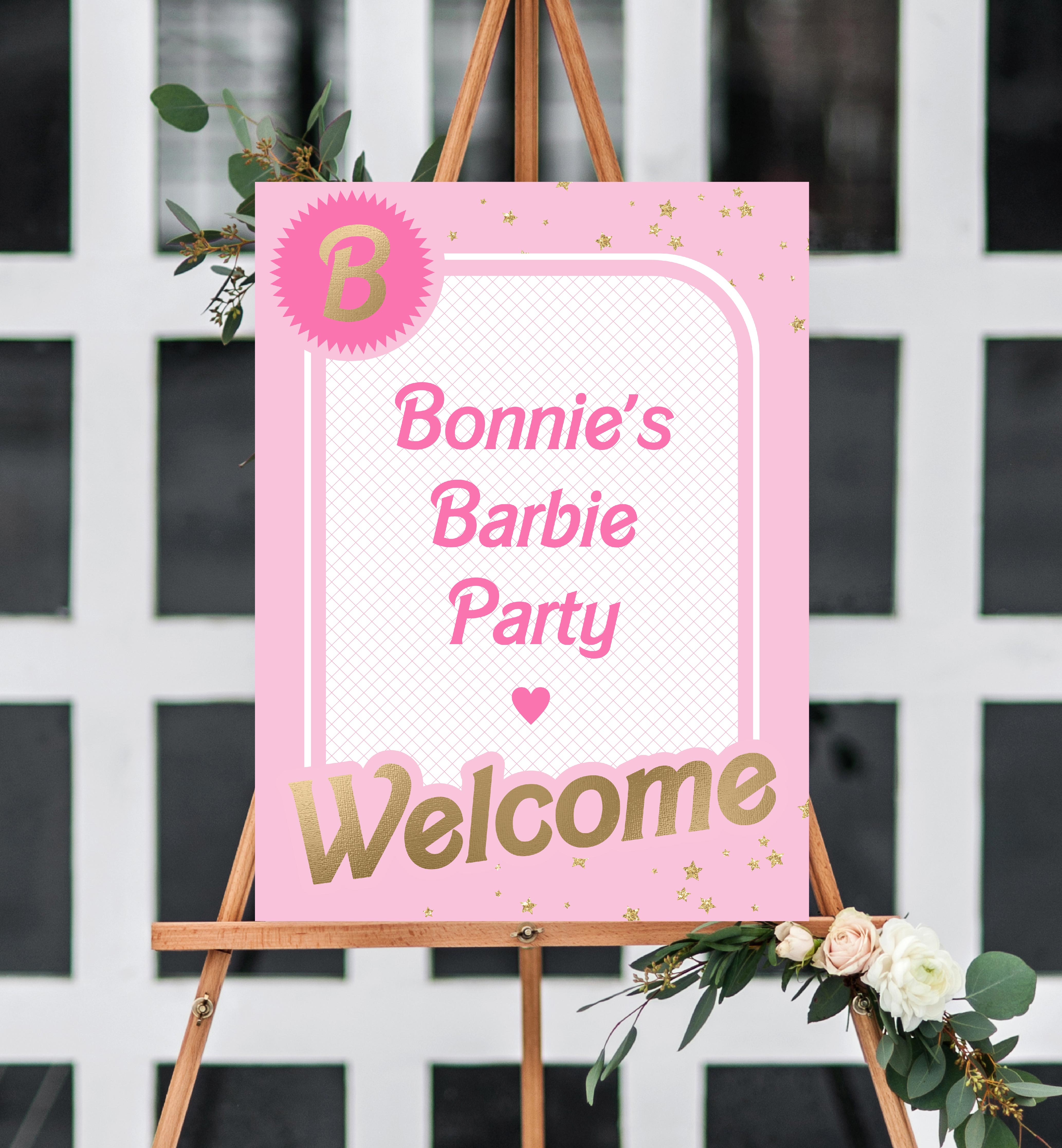 BAR-PNK-3-B1545 - BARBIE - PINK GOLD - WELCOME SIGN design preview
