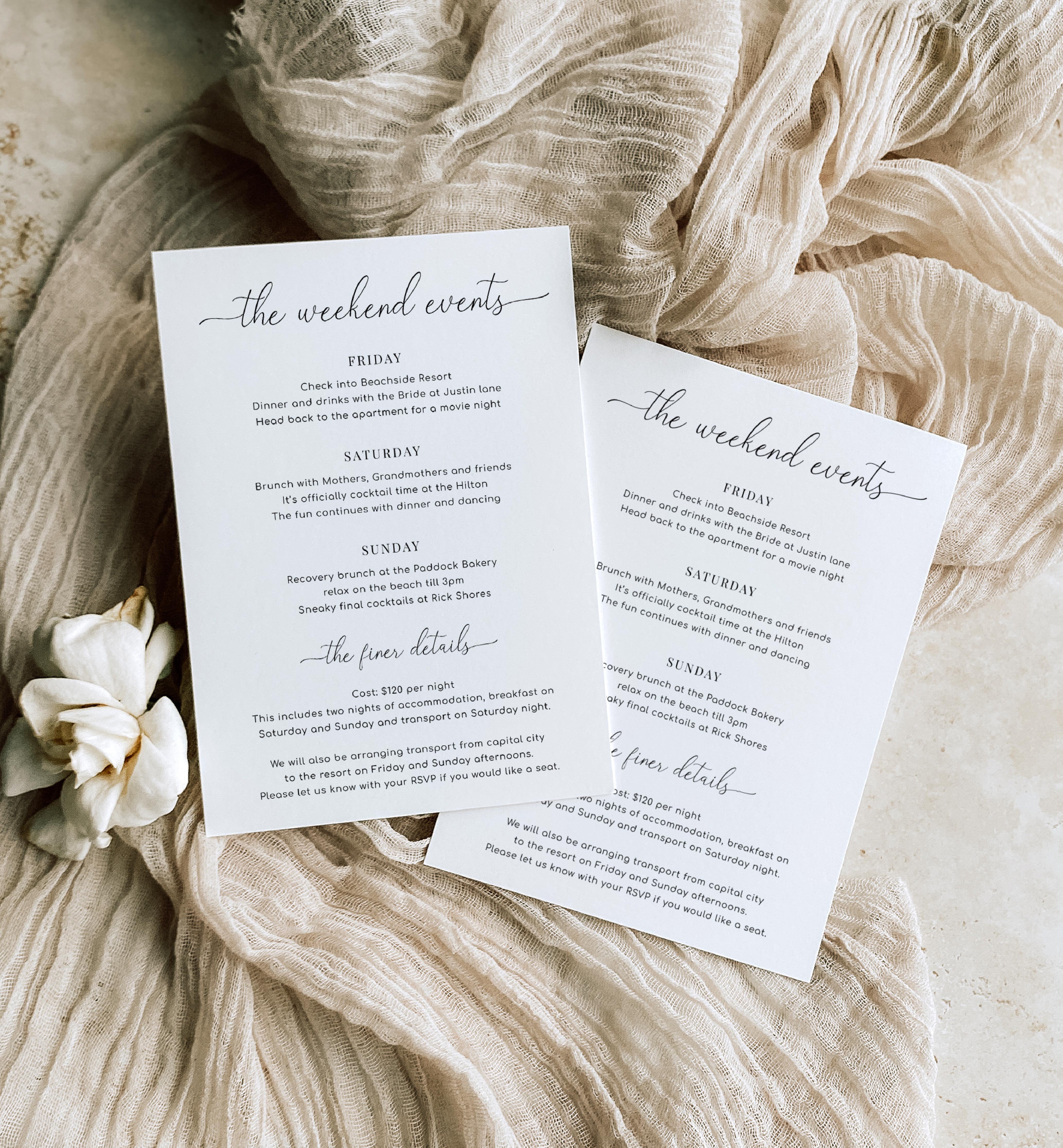 QSC-WHT-2-B2352 - QUINN SCRIPT - WHITE - ITINERARY CARD design preview