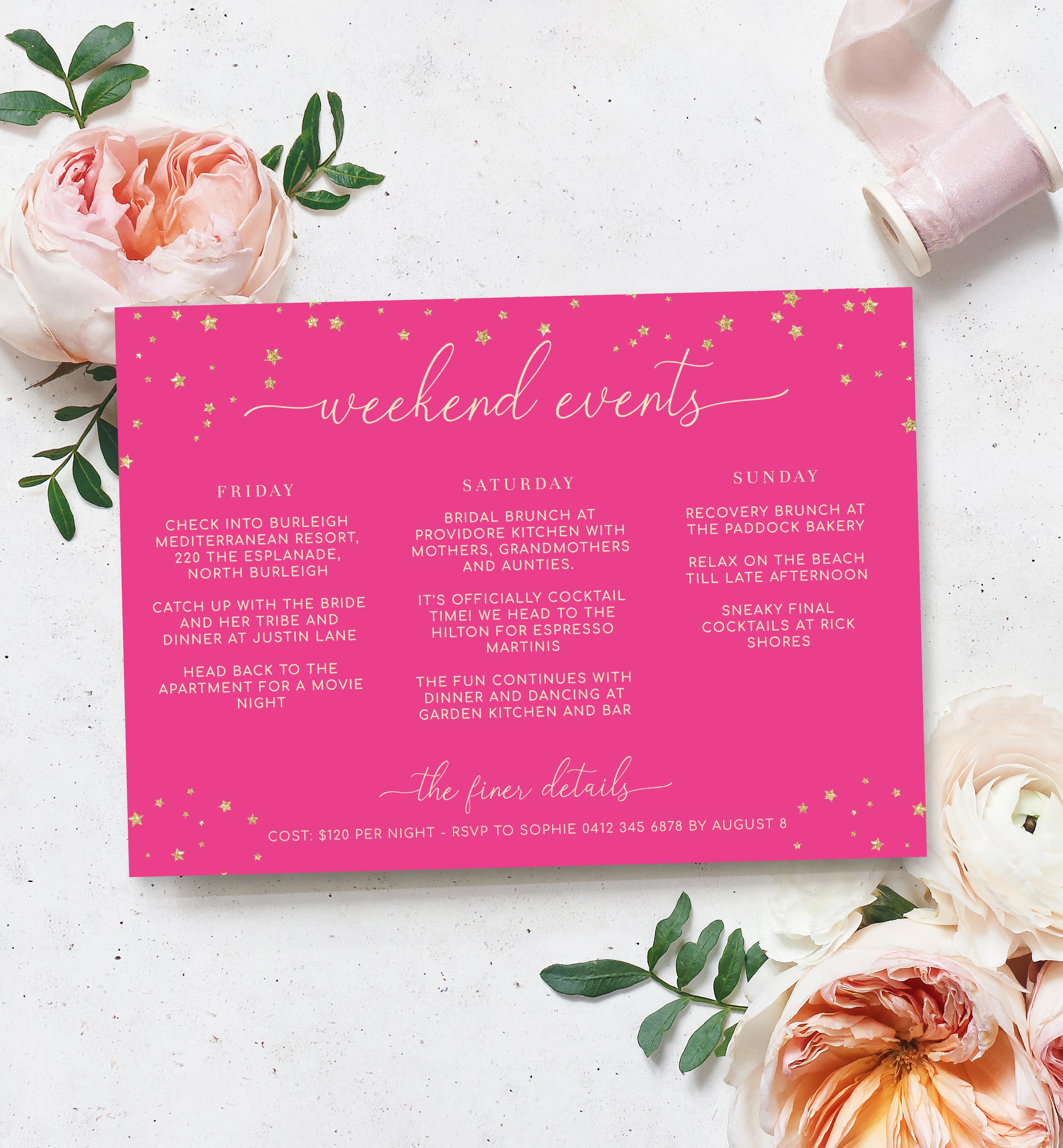 PAN-HPK-2-B2005 - PAINTLY - HOT PINK GOLD - WEEKEND ITINERARY design preview