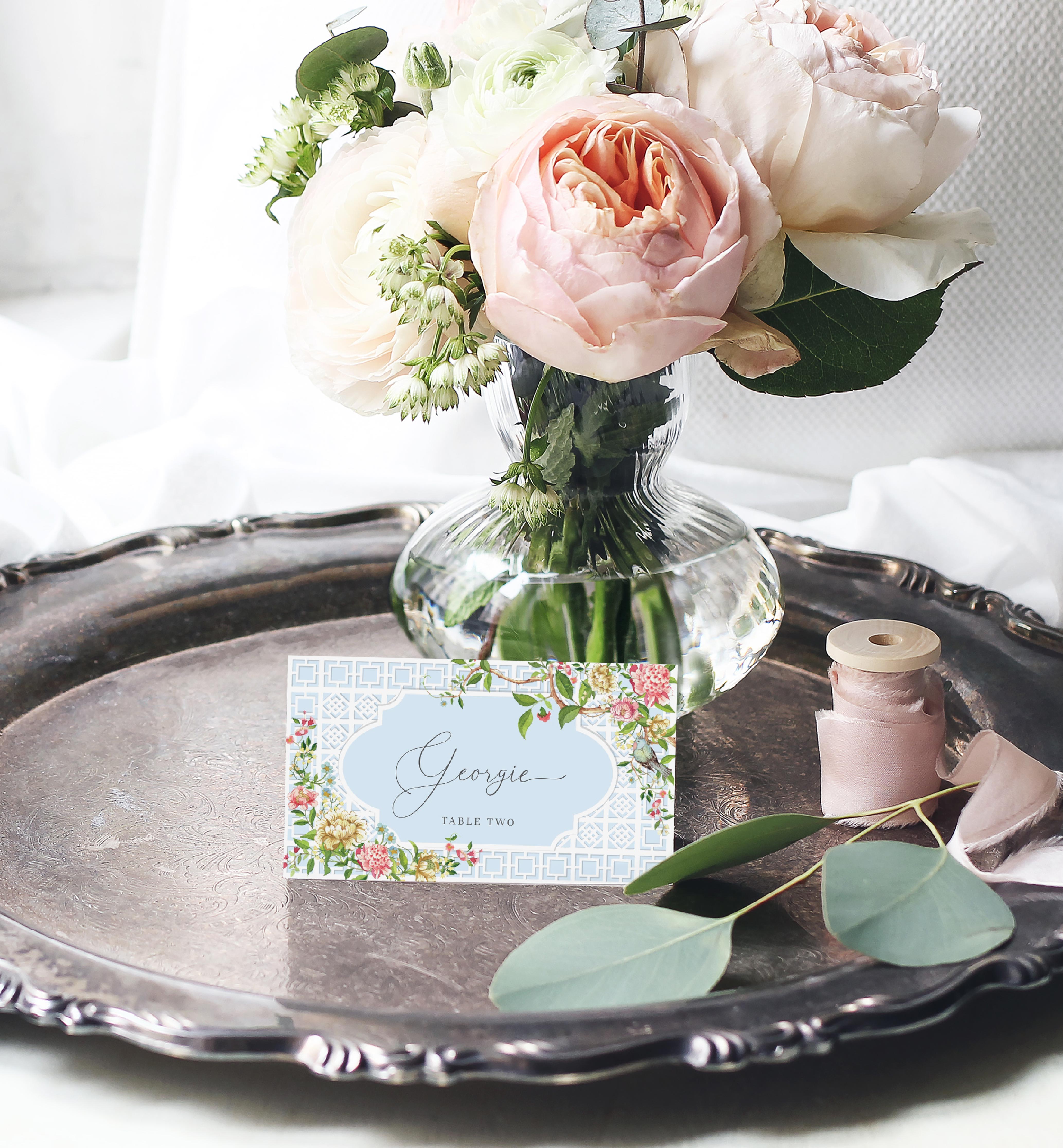 TRI-BLU-5-B1530 - TRIANON - BLUE - PLACE CARDS design preview