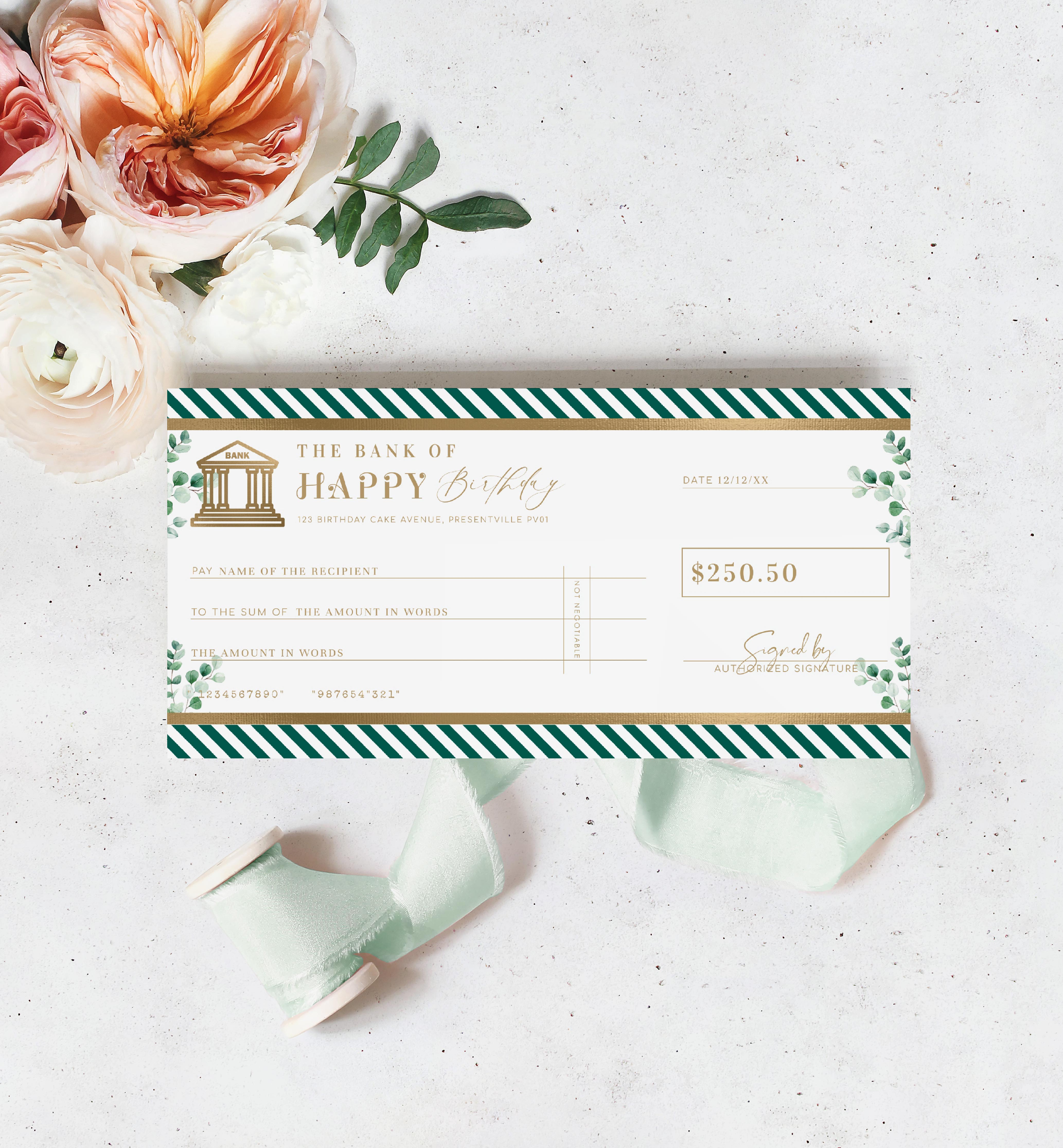FER-GRE-14-B2441 - FERRAS - GREEN - BIRTHDAY CHEQUE CERTIFICATE design preview
