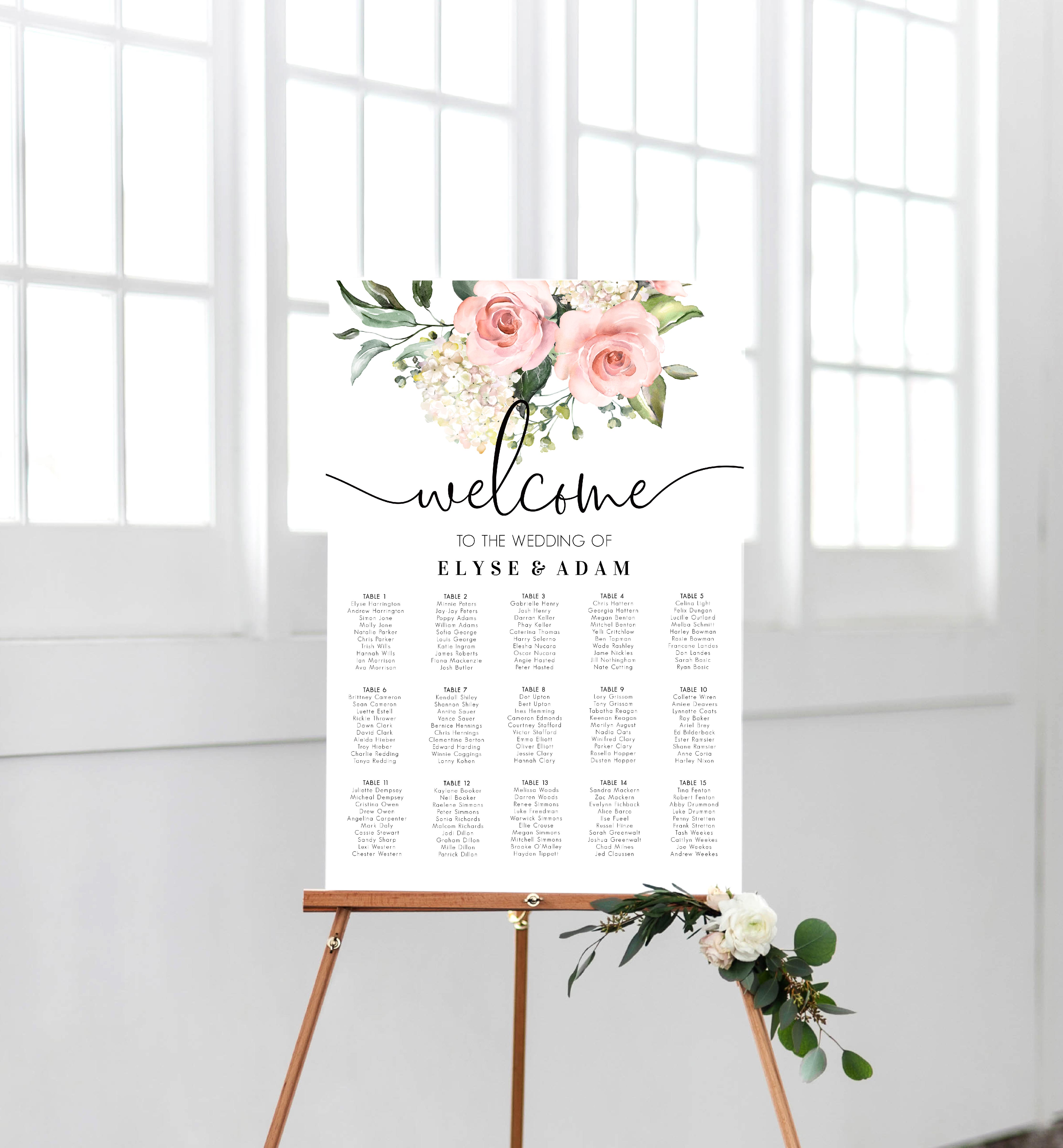 DAR-PNK-4-B016-DARCY FLORAL PINK - SEATING CHART - PORTRAIT design preview