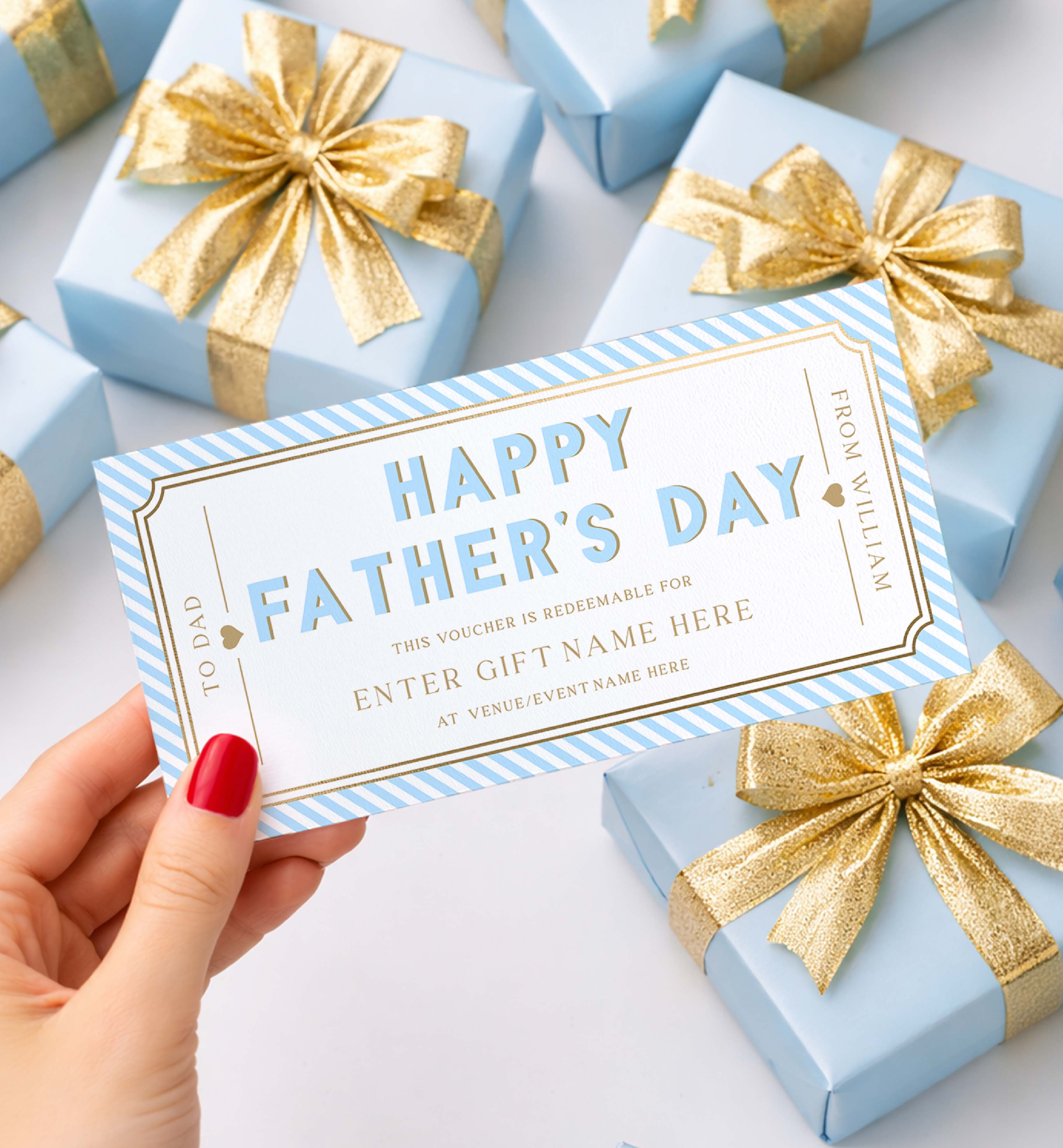 STR-BLU-14-B3831 - STRIPE - BLUE - FATHERS DAY GIFT CERTIFICATE design preview