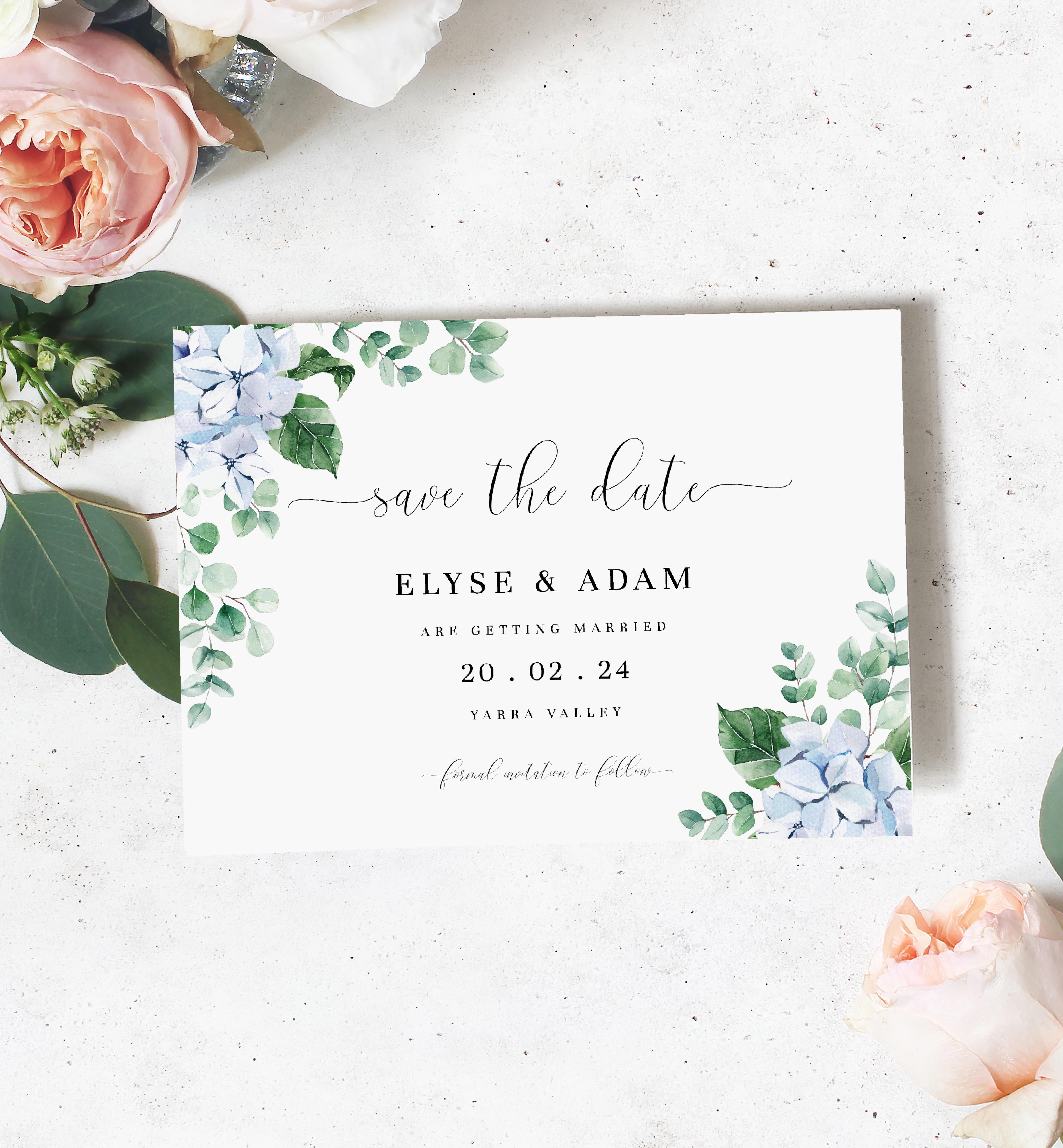 FER-BLU-1-B1534 - FERRAS BLOSSOM - BLUE - SAVE THE DATE design preview