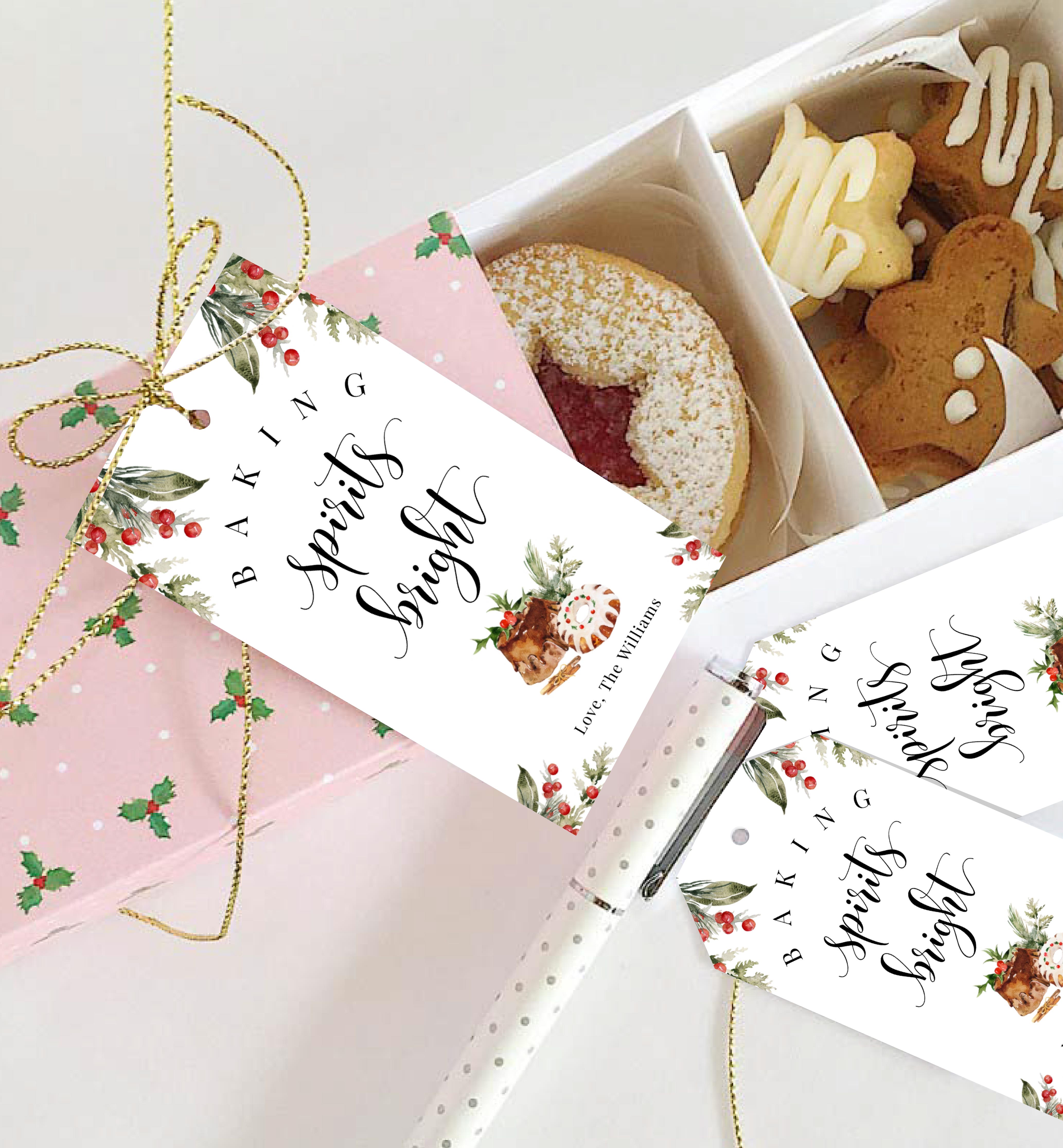 NUT-WHT-6-B2277 - NUTMEG NOEL - WHITE - CHRISTMAS BAKING SPIRITS BRIGHT TAG design preview