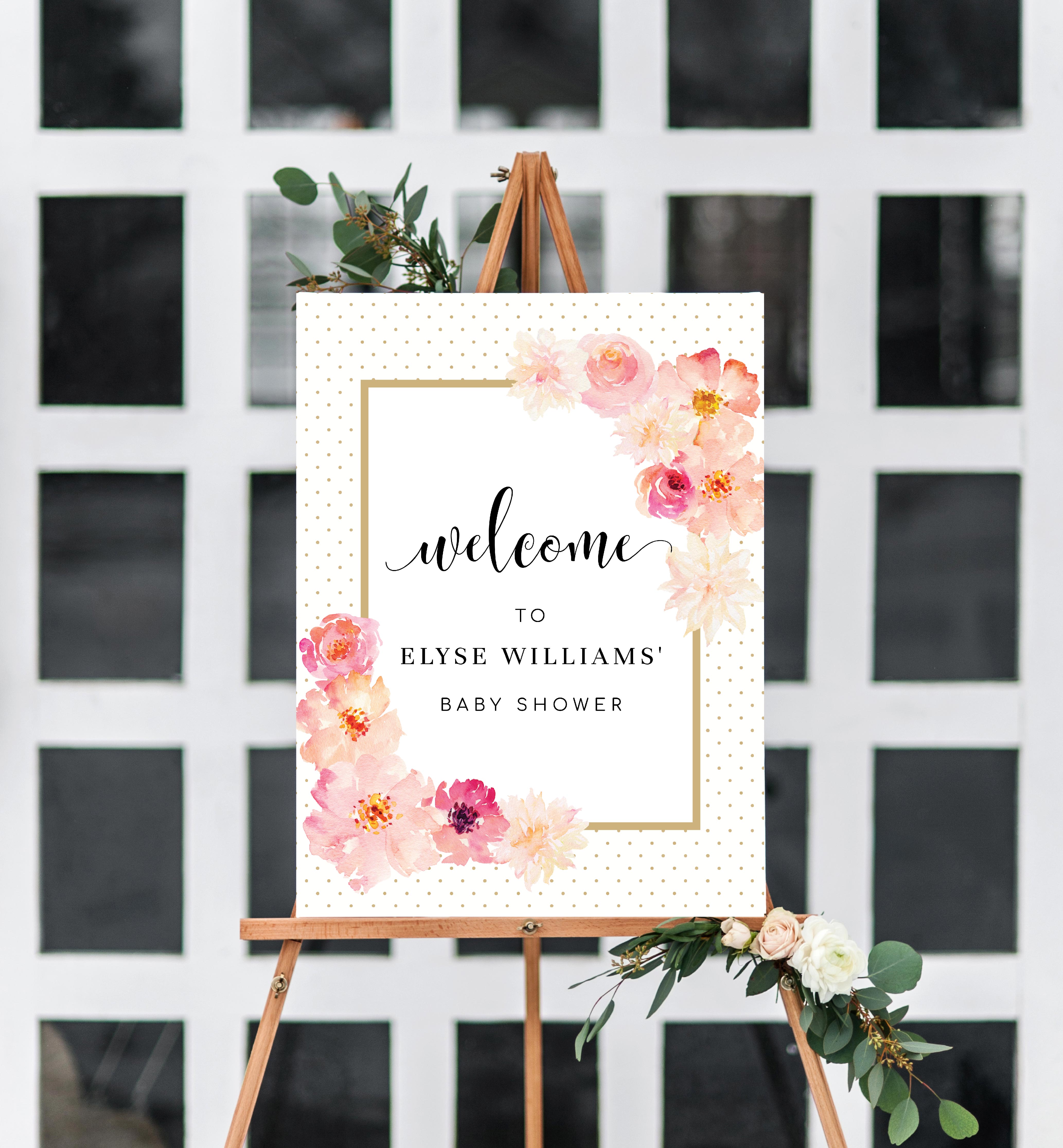 ABV-WHT-3-B823 - ABBIEVILLE FLORAL - PINK - WELCOME SIGN design preview