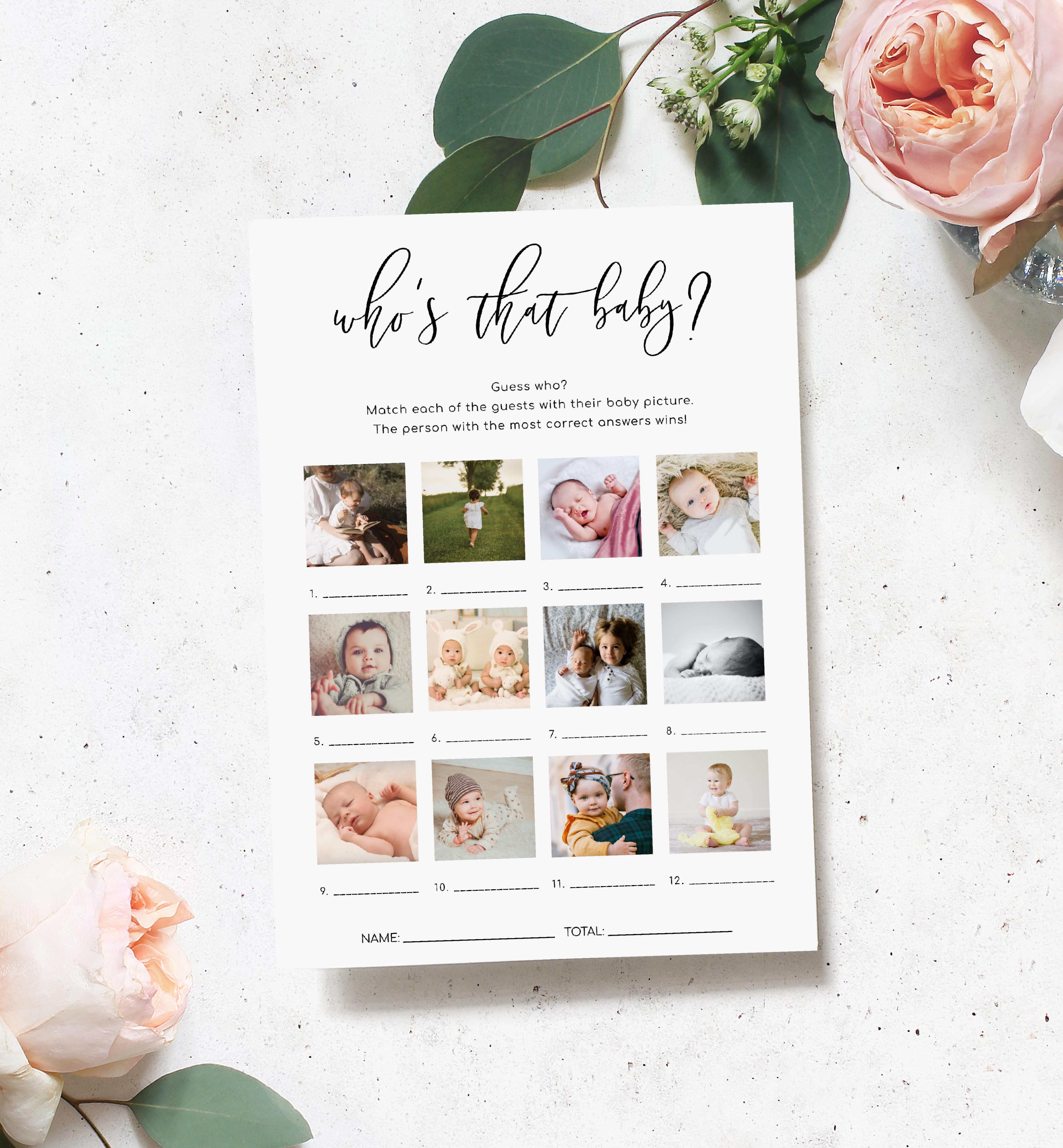 LUC-WHT-10-B1626 - LUCAS SCRIPT - WHITE - WHO'S THAT BABY PHOTO GAME design preview