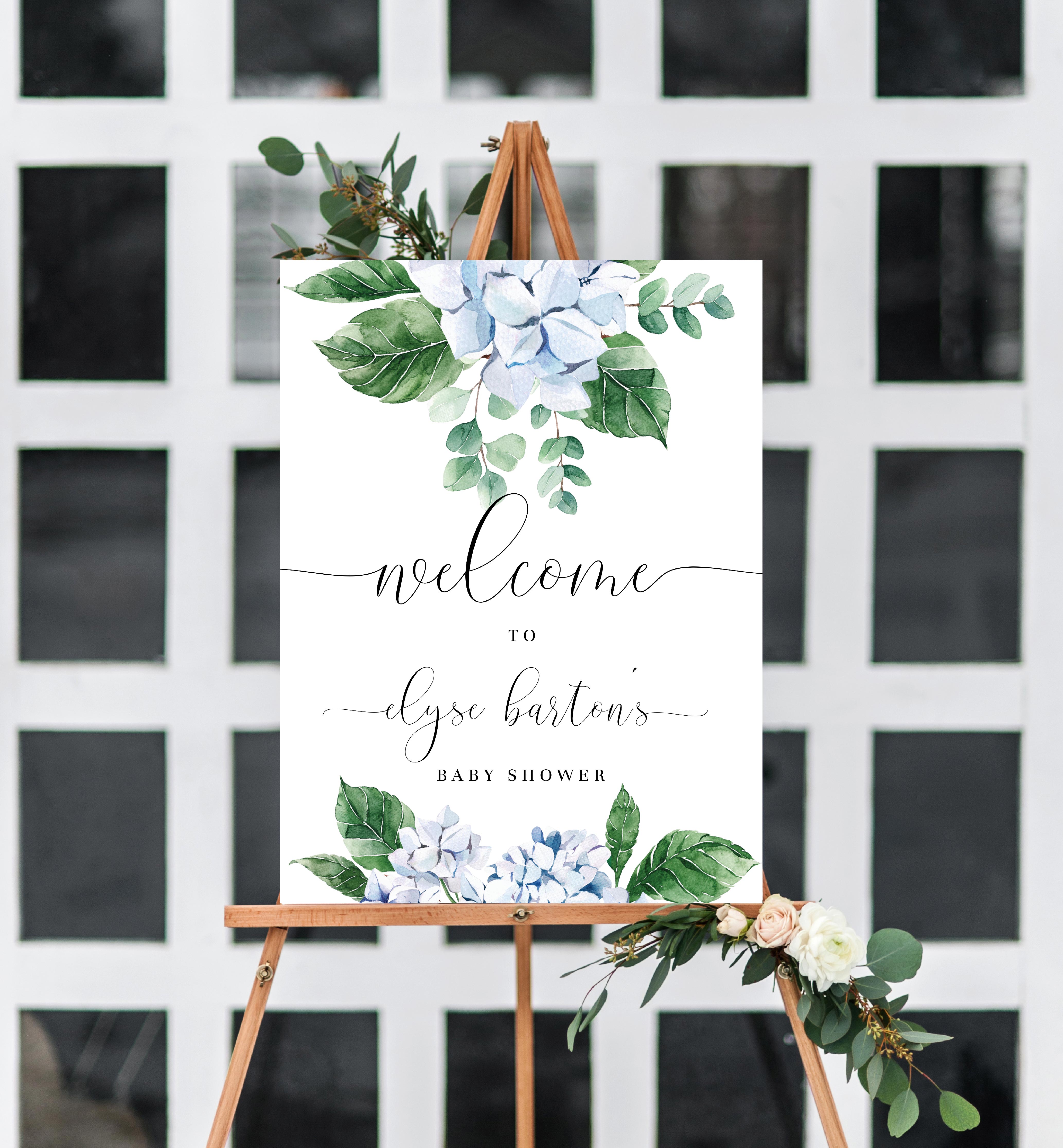 FER-BLU-3-B999 - FERRAS BLOSSOM - BLUE - WELCOME SIGN design preview