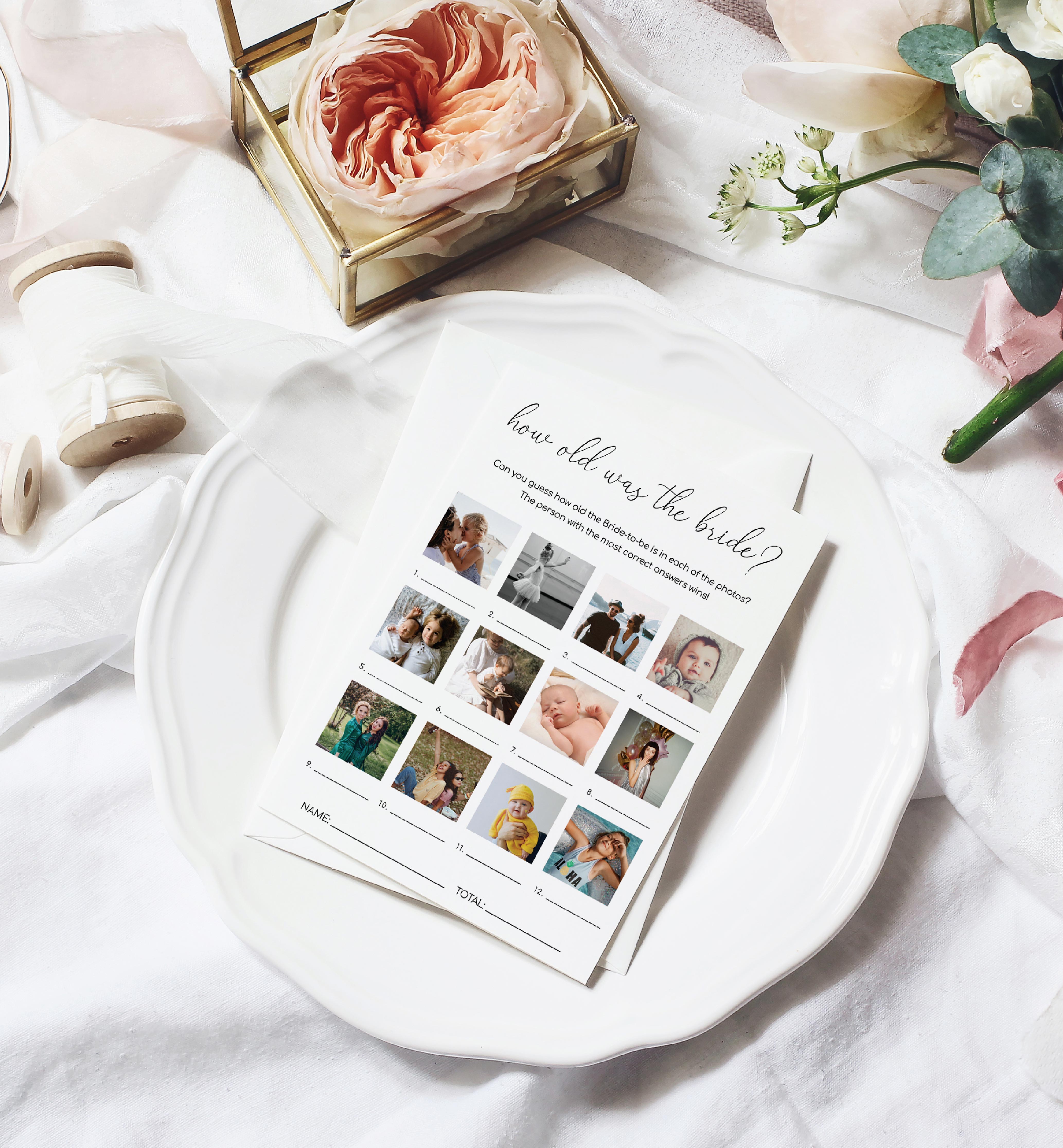 QSC-WHT-10-B1675 - QUINN SCRIPT - WHITE - HOW OLD WAS THE BRIDE PHOTO GAME design preview