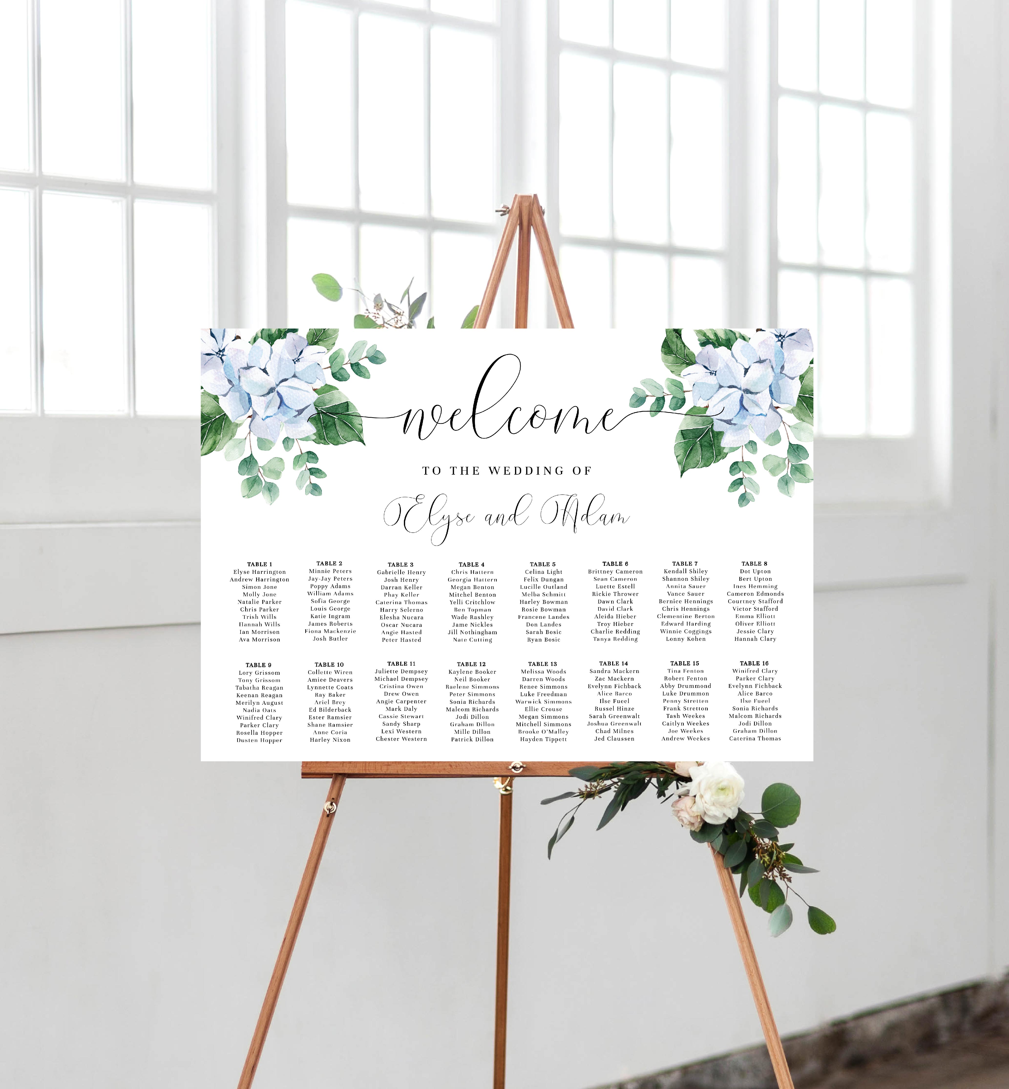 FER-BLU-4-B1425 - FERRAS BLOSSOM - BLUE - LANDSCAPE SEATING CHART design preview