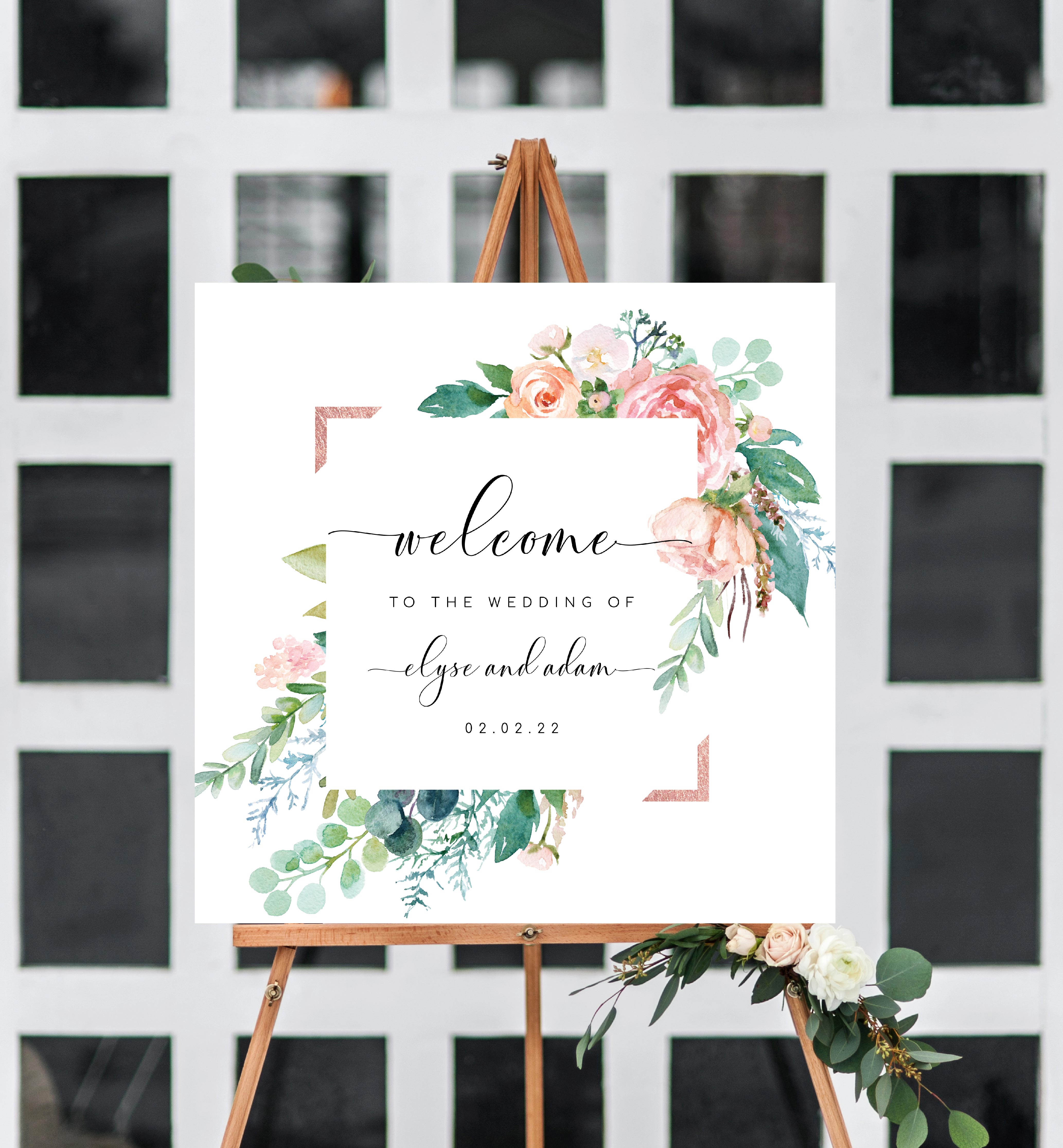 AFB-WHT-3-B261 - AFTERNOON BLOOMS - WHITE - WELCOME SIGN design preview