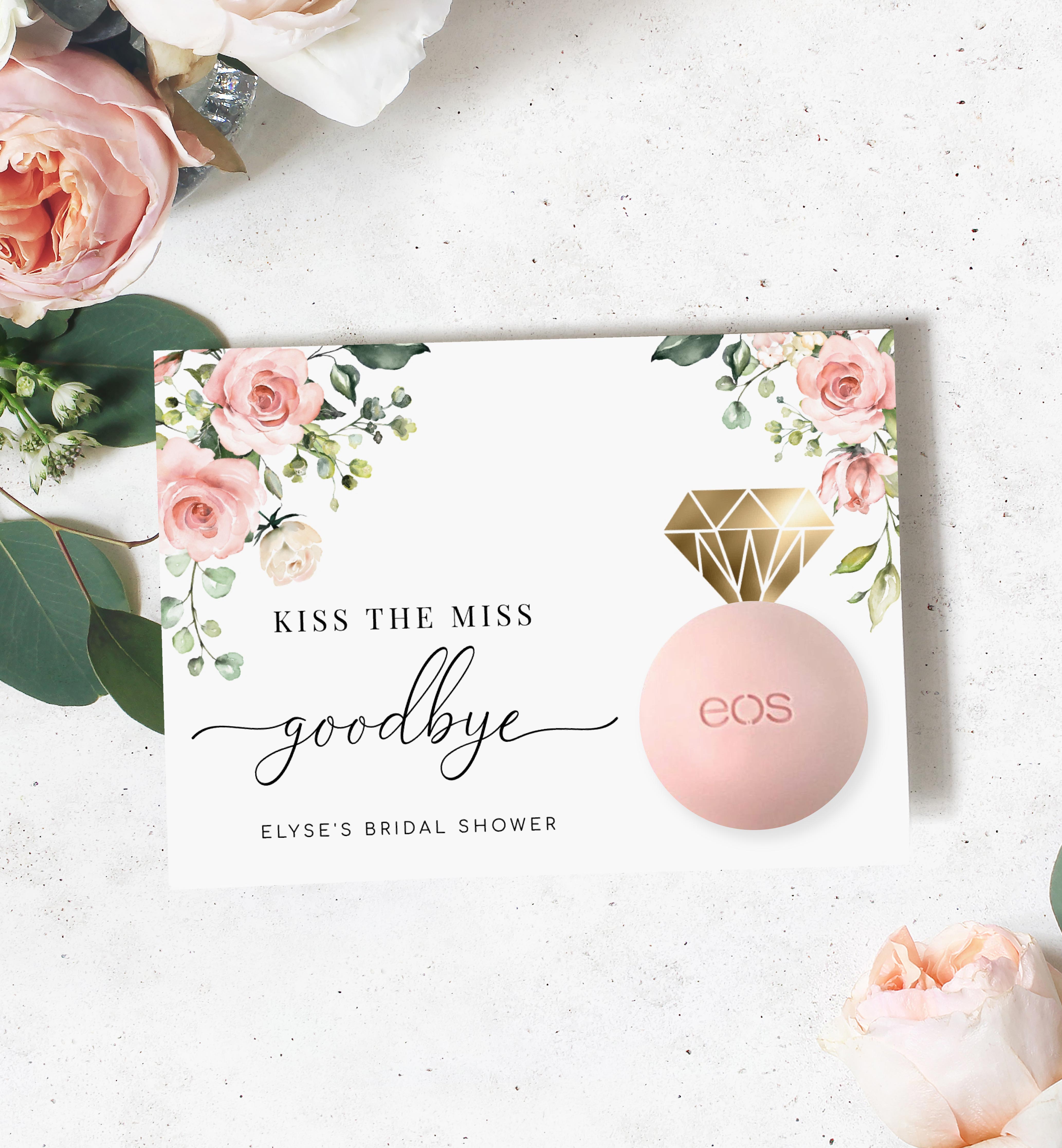 DAR-PNK-6-B330 - DARCY FLORAL - PINK - KISS THE MISS GOODBYE CARD design preview