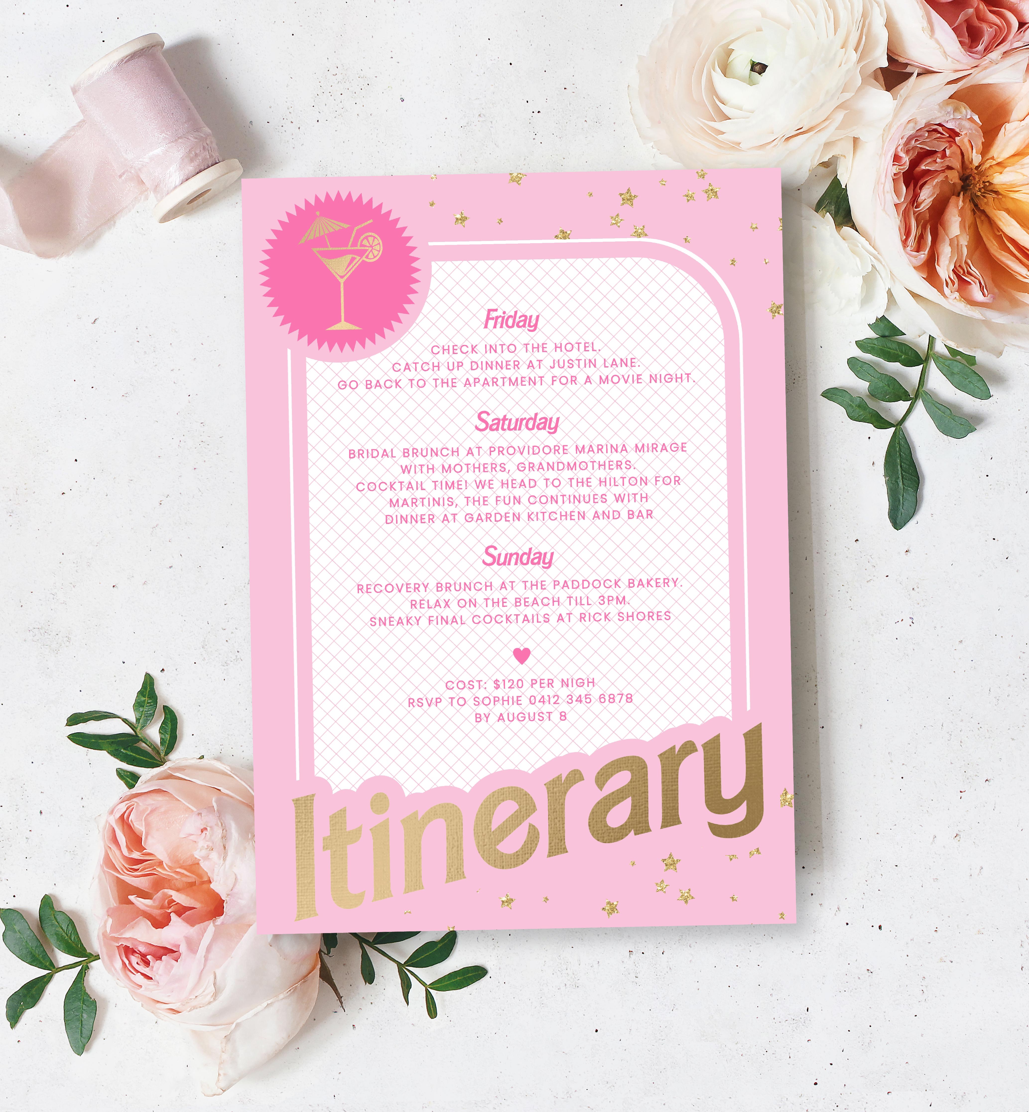 BAR-PNK-2-B1948 - BARBIE BOX - PINK GOLD - WEEKEND ITINERARY design preview