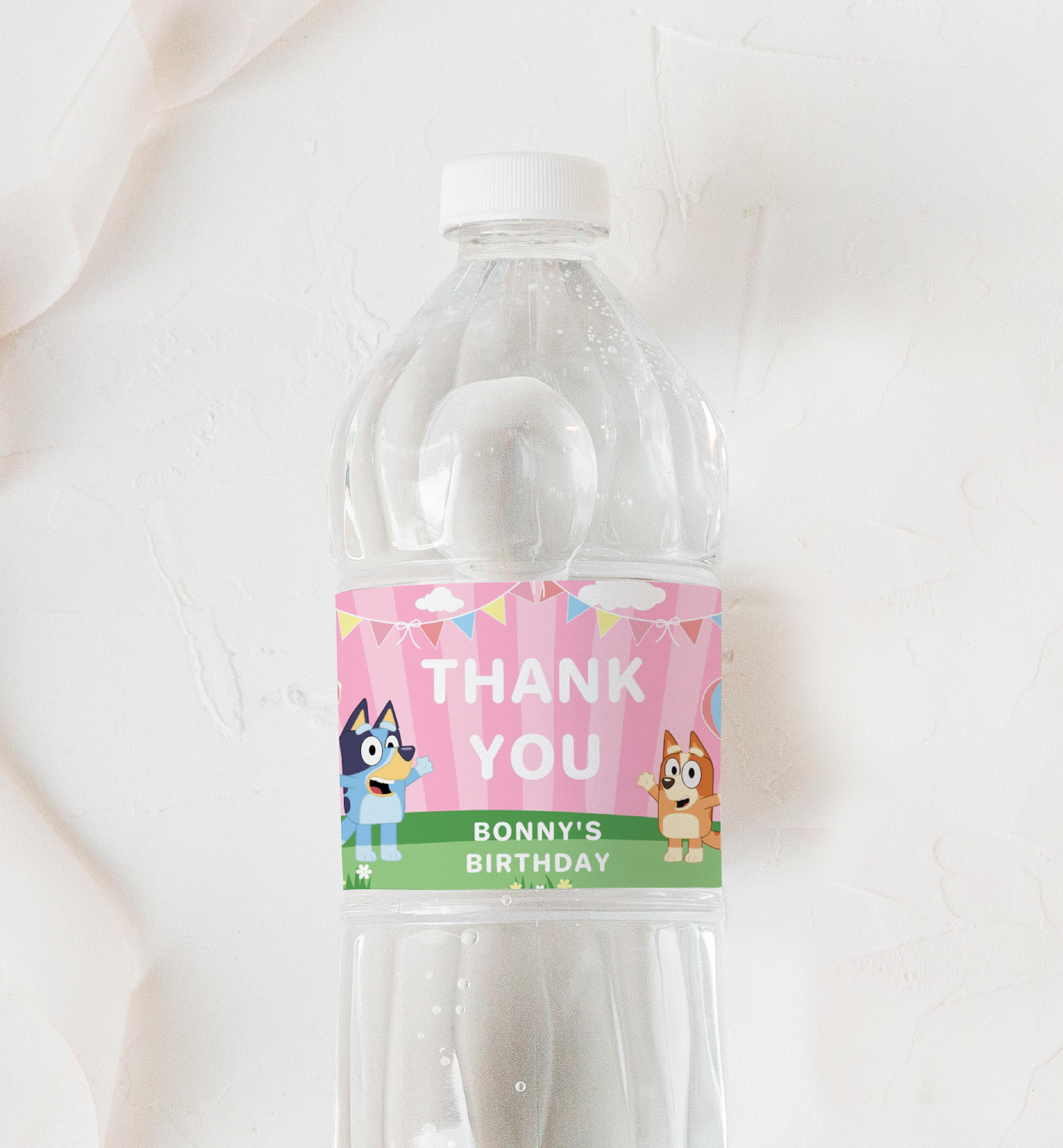 BLU-PNK-6-B1589 - BLUEY - PINK - WATER BOTTLE LABEL design preview