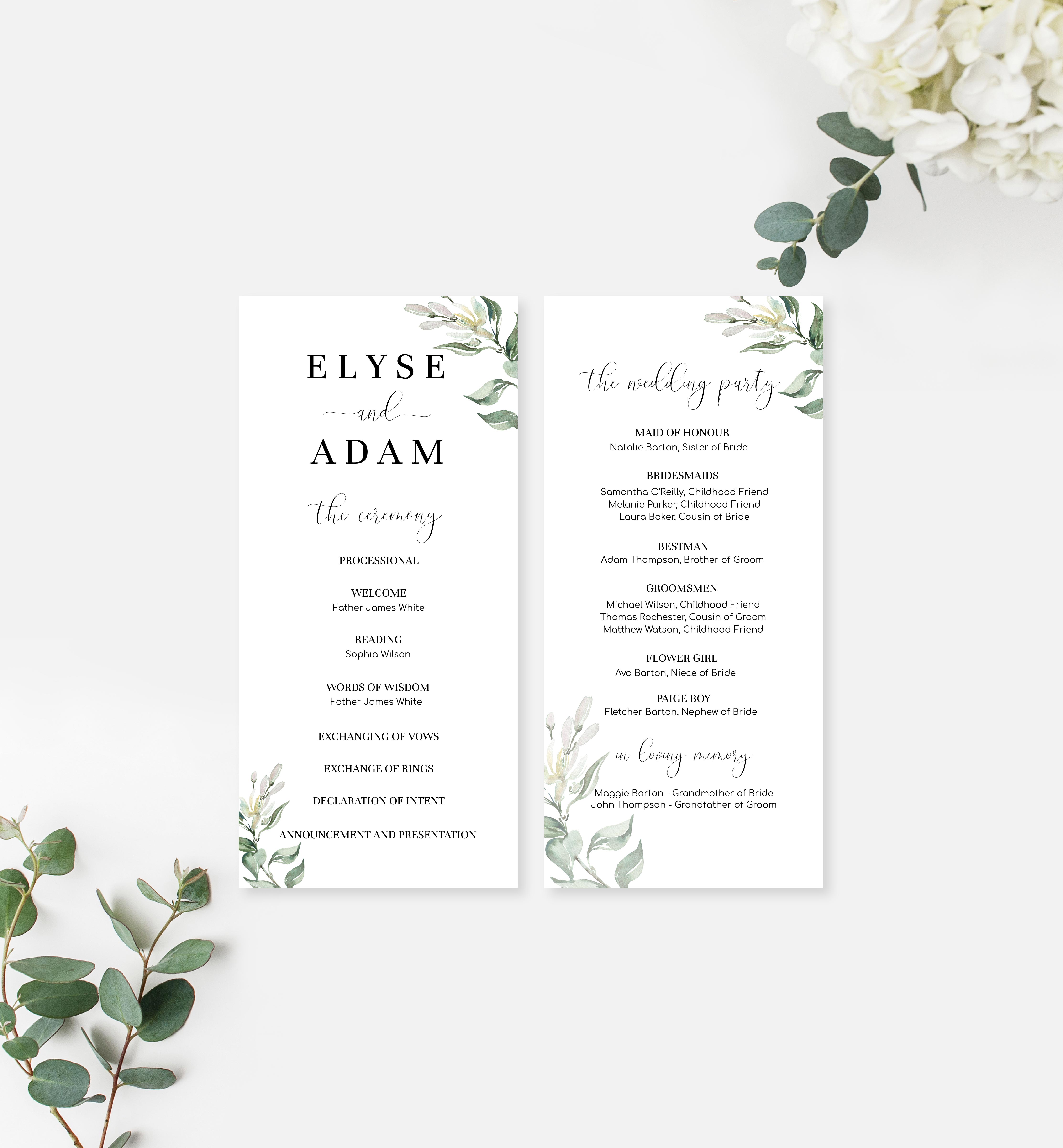 MUG-GRE-11-B705 - MUTED GREENERY - GREEN - WEDDING PROGRAM design preview
