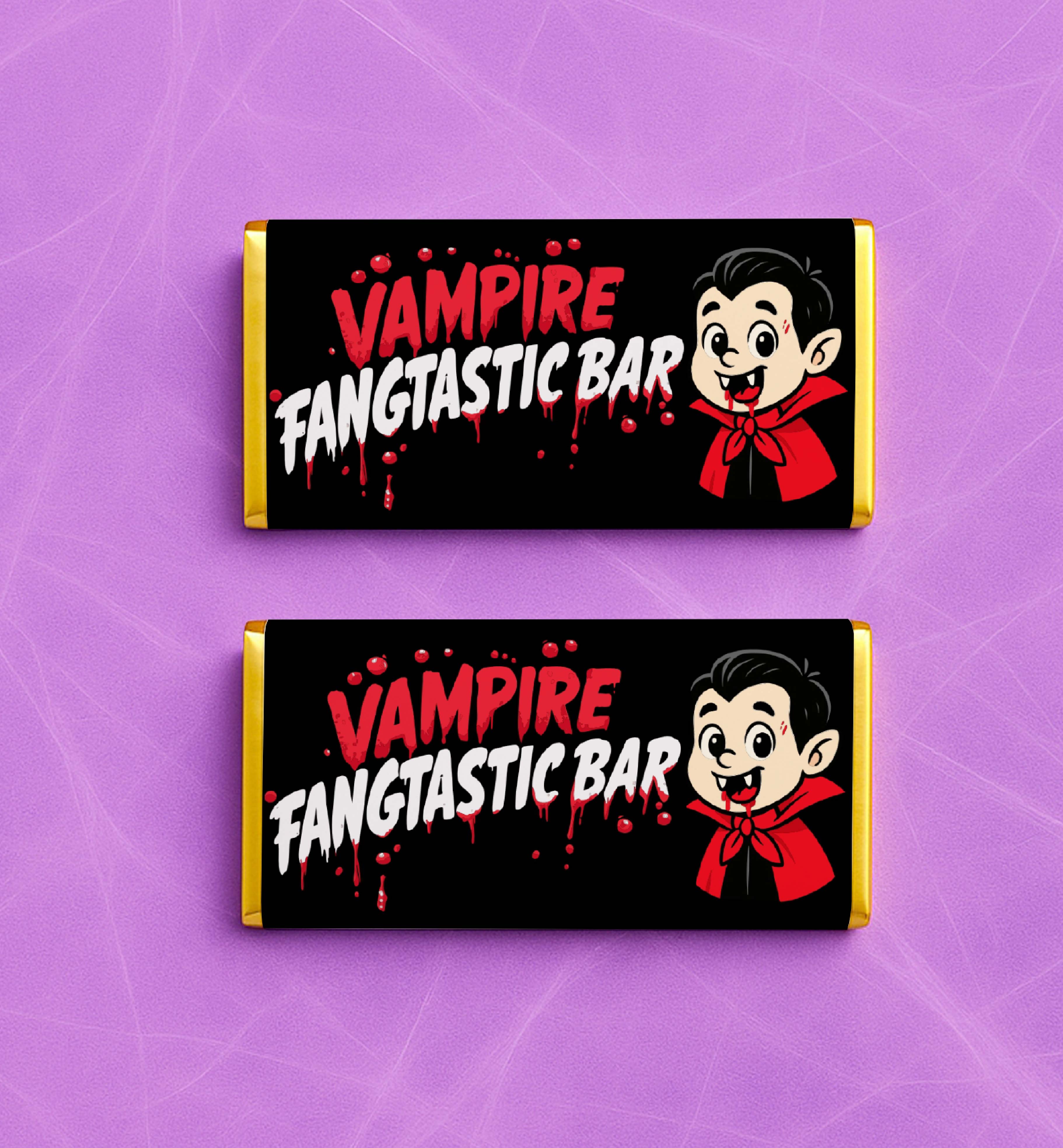 HAL-BLK-6-B3696 - HALLOWEEN - BLACK - VAMPIRE FANGTASTIC BAR CHOCOLATE WRAPPER design preview