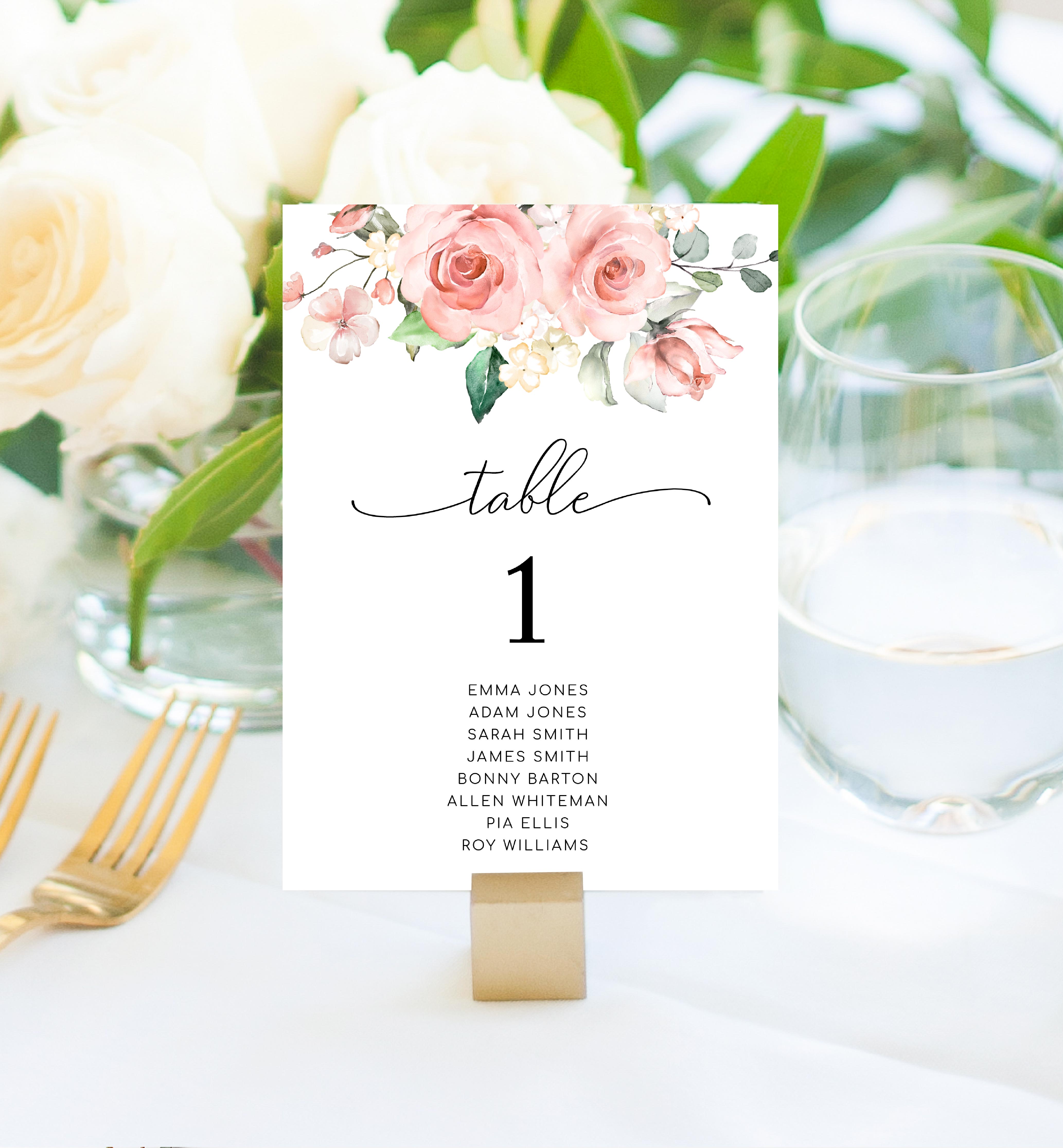 DAR-PNK-9-B046 - DARCY FLORAL PINK - TABLE NUMBERS design preview