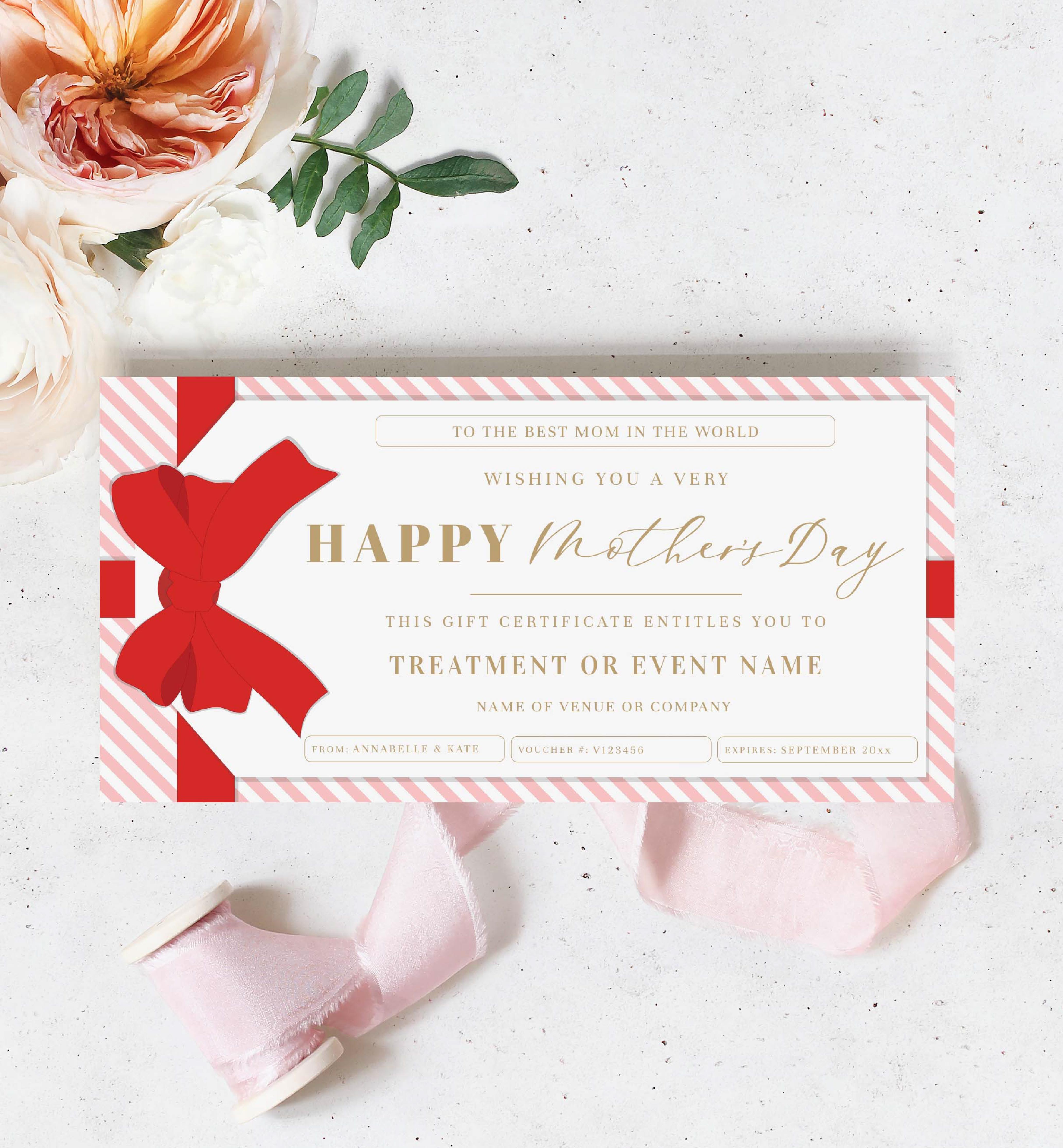 STR-RPK-14-B1824 - STRIPE - RED PINK - MOTHER'S DAY GIFT TAG GIFT CERTIFICATE design preview