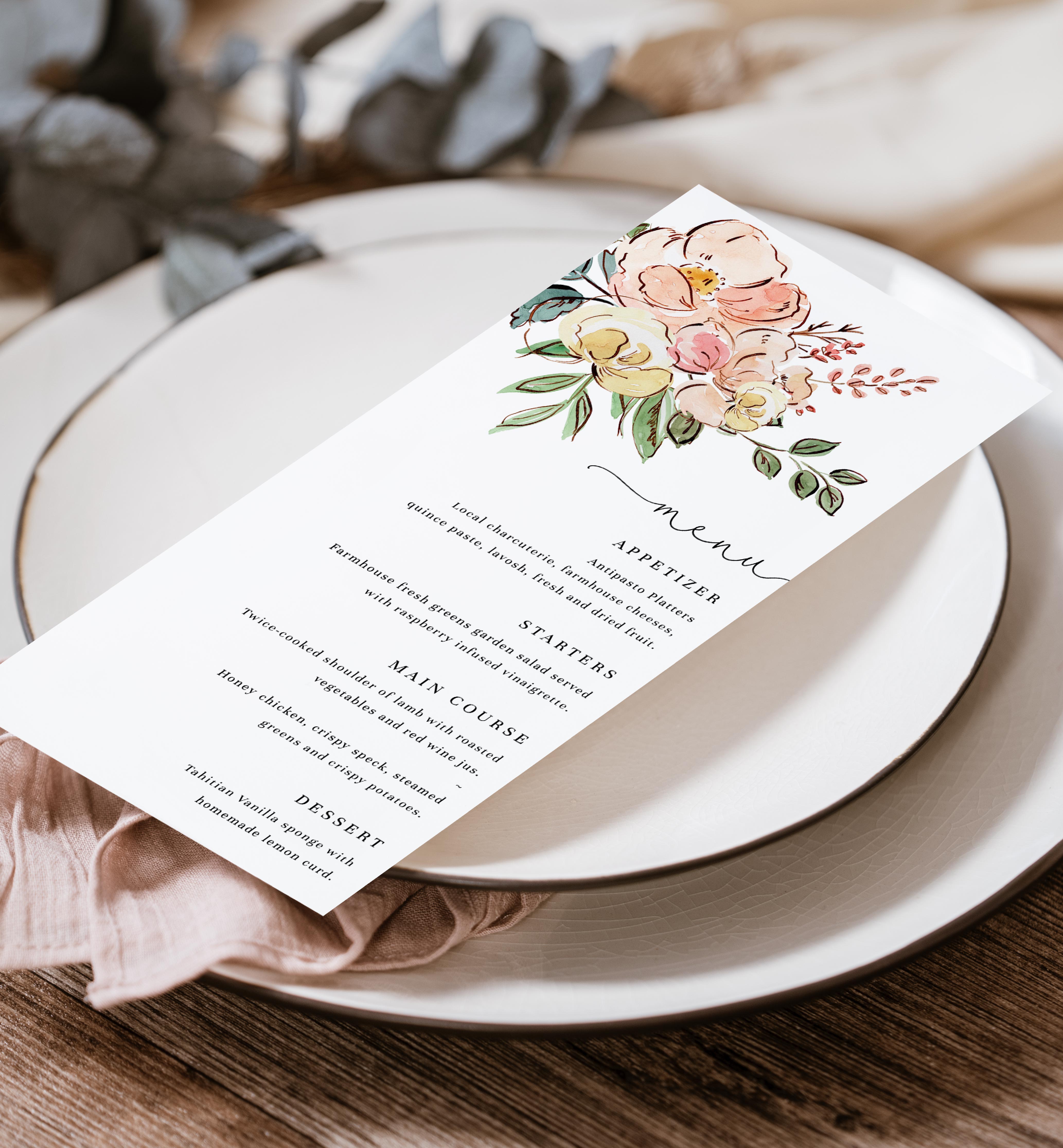 CAM-MLT-12-B2561 - CAMBRIDGE FLORAL - MULTI - MENU design preview