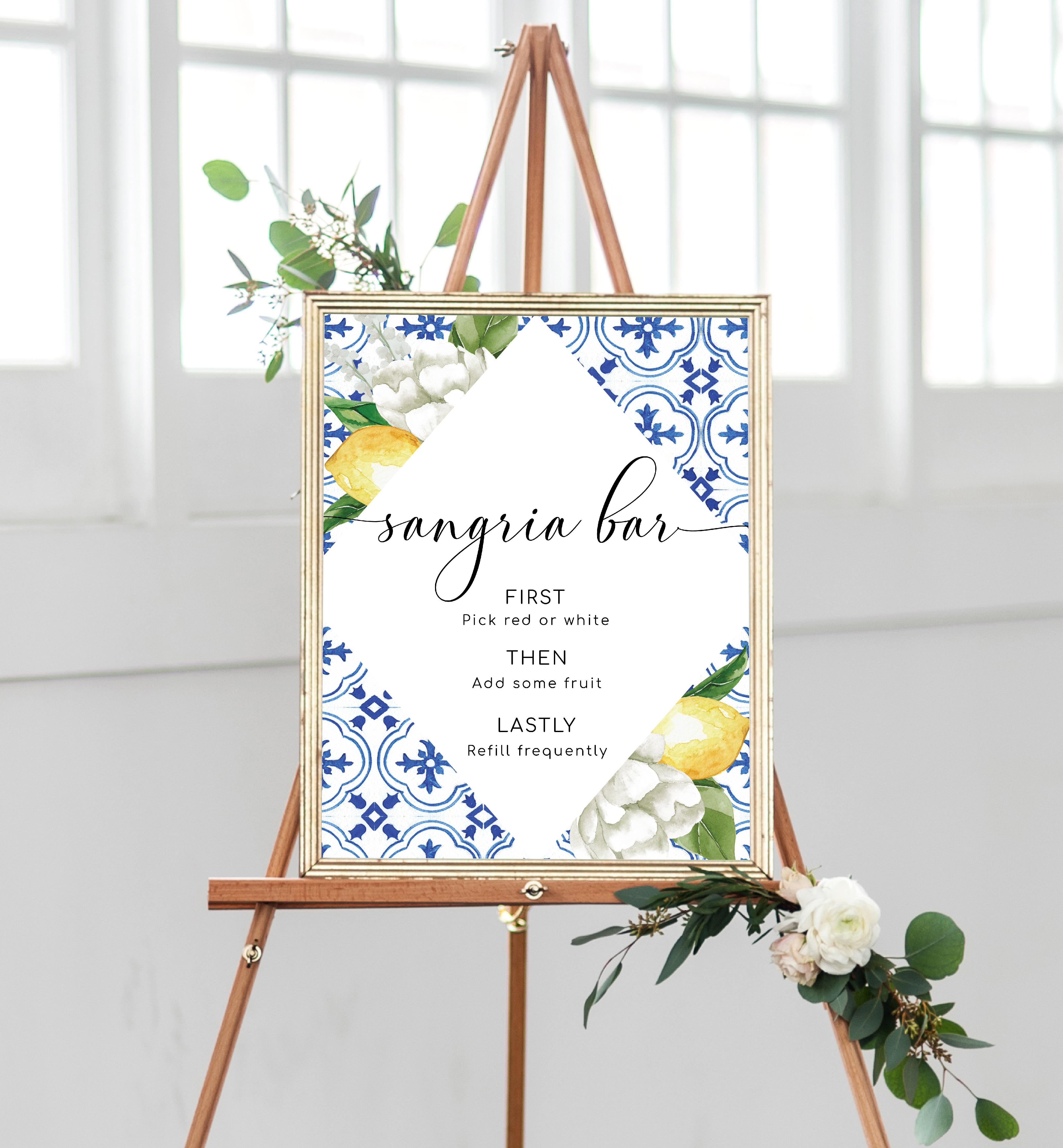MED-BLU-7-B1259 - THE MED - LEMONS - SANGRIA BAR SIGN design preview