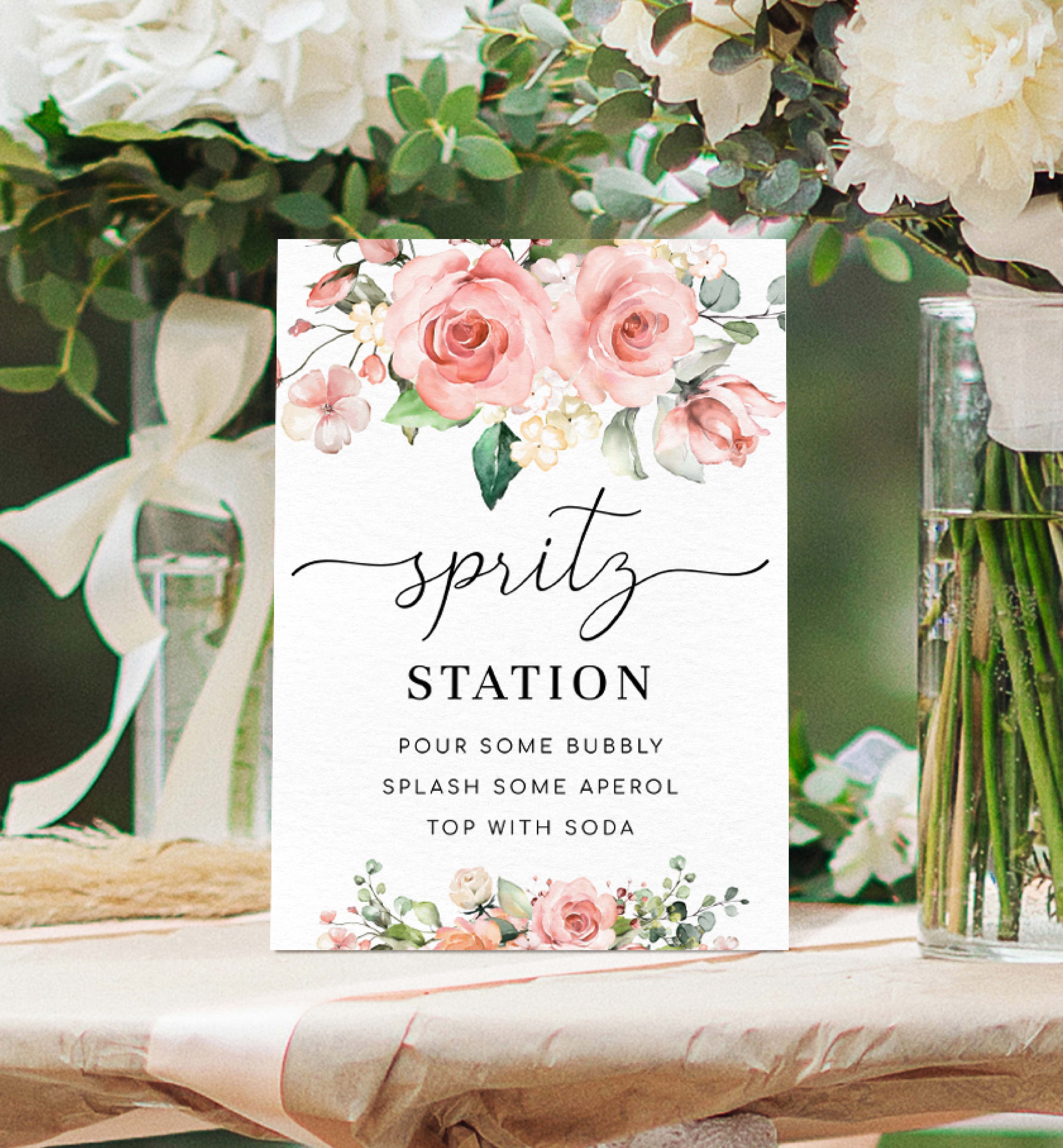 DAR-PNK-7-B2852 - DARCY FLORAL - PINK - SPRITZ STATION SIGN design preview