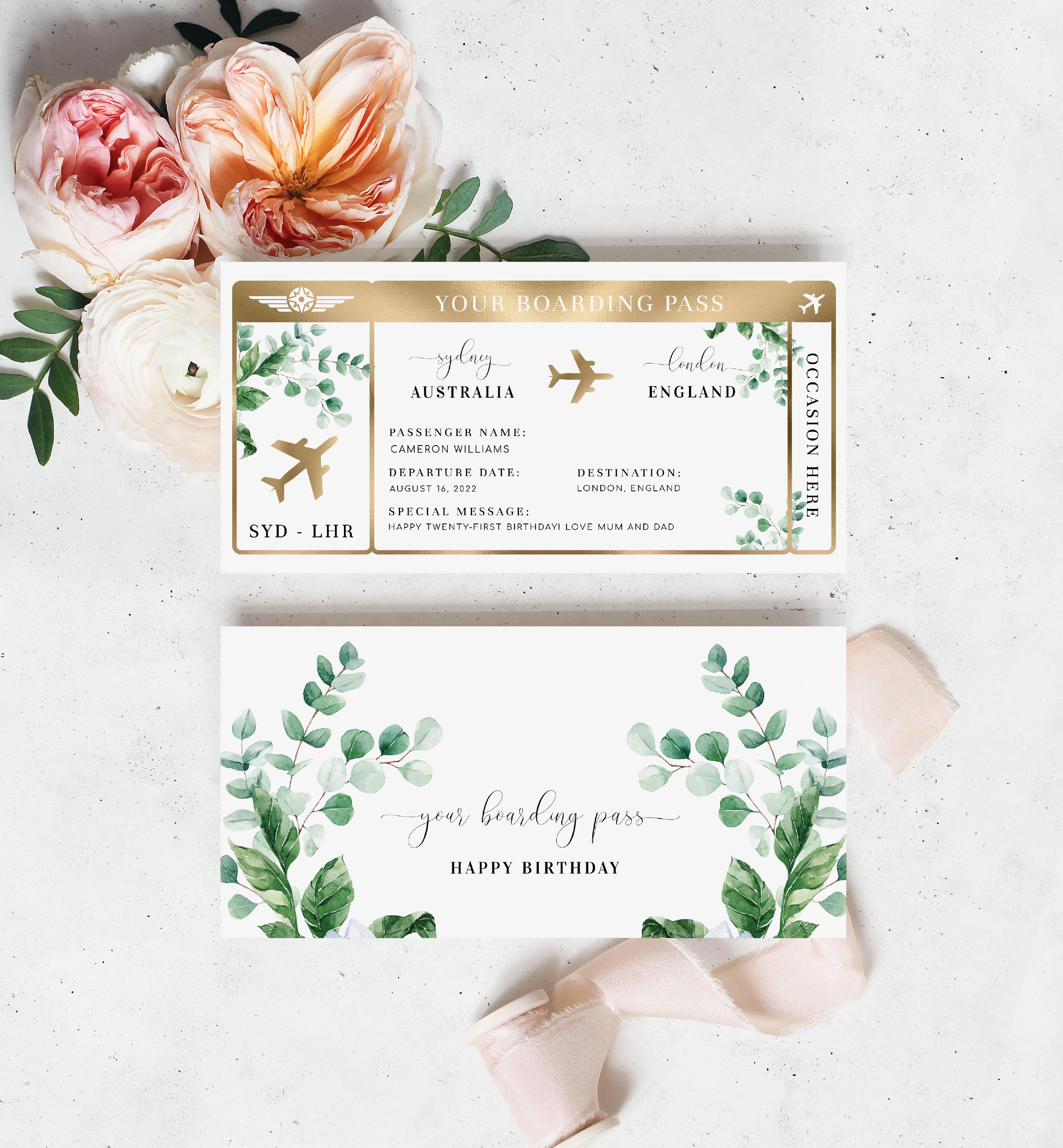 FER-GRE-1-B1254 - FERRAS BLOSSOM - GREENERY - BOARDING PASS design preview