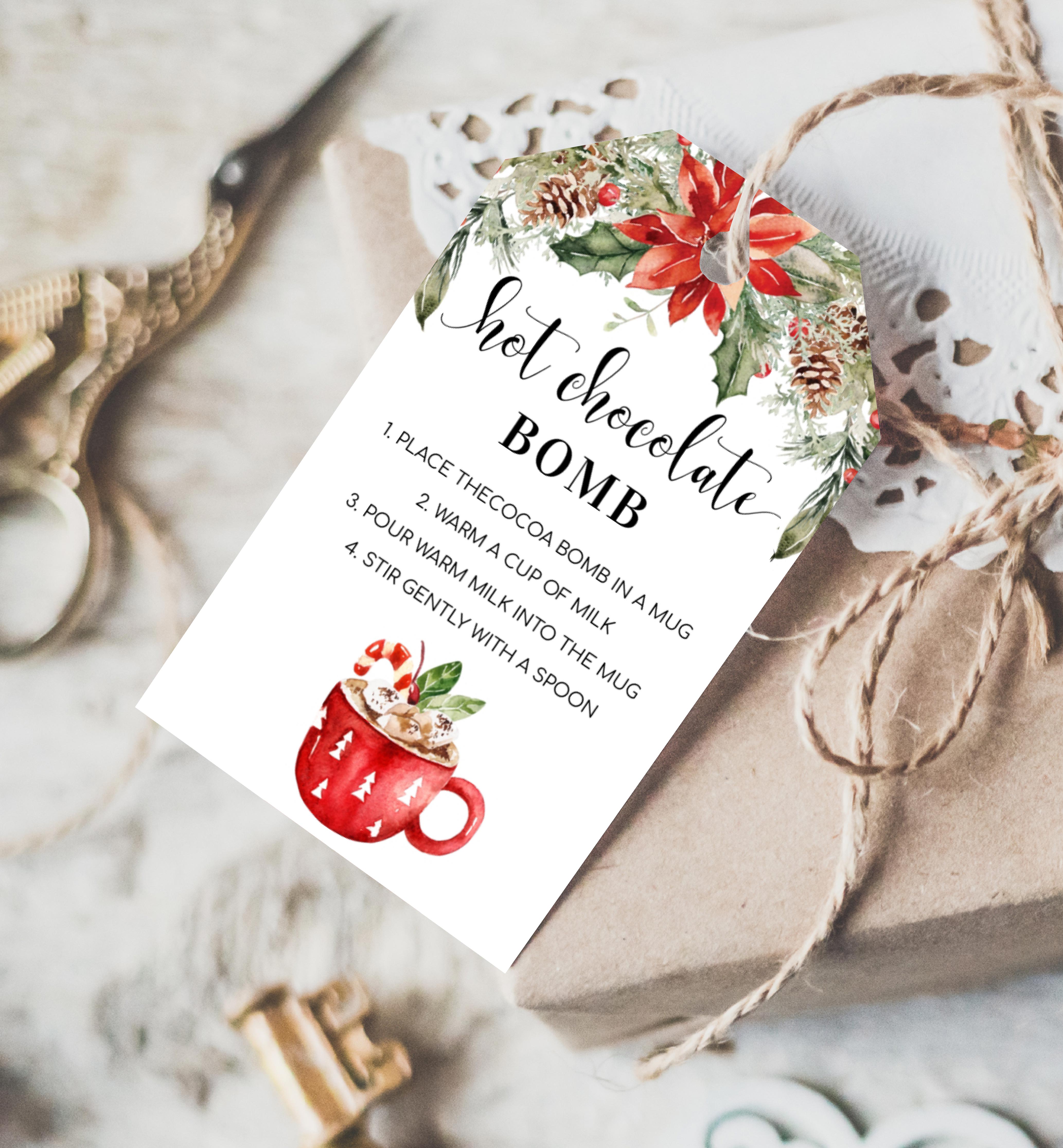 NUT-WHT-6-B1714 - NUTMEG NOEL - WHITE - CHRISTMAS CHOCOLATE BOMB TAG design preview