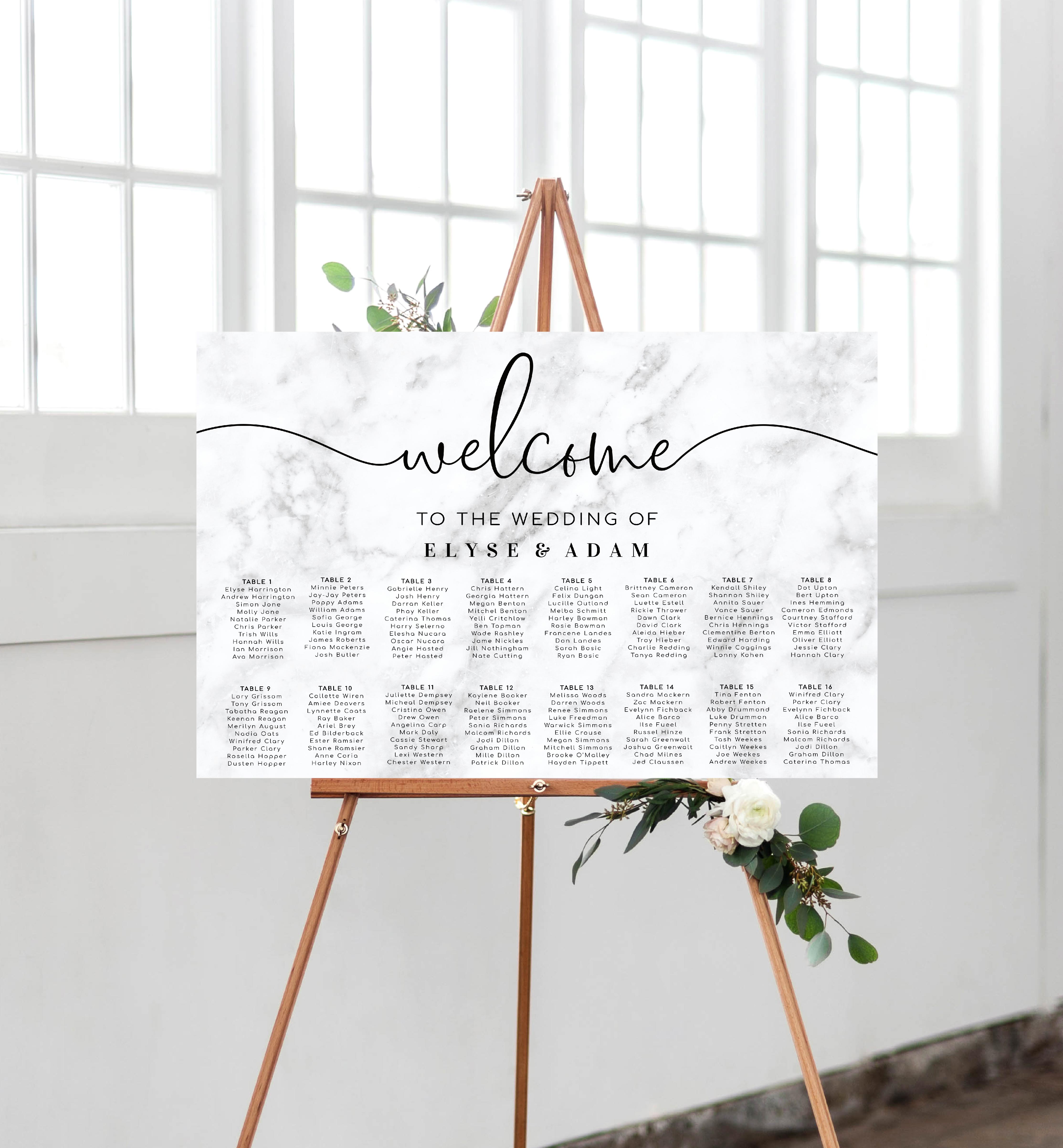 MAB-WHT-4-B529 - MARBLE - WHITE - SEATING CHART - LANDSCAPE design preview
