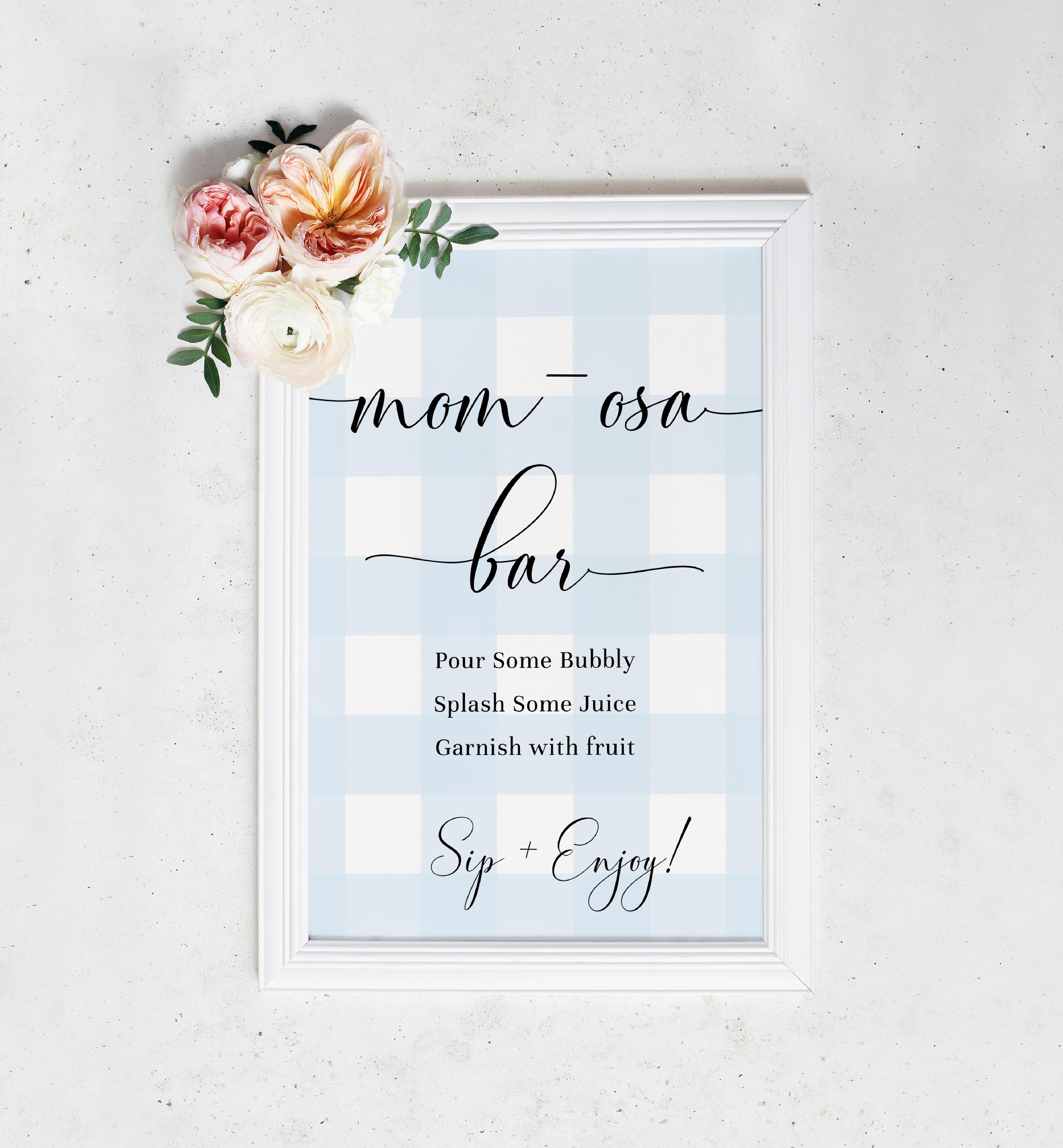 GIN-BLU-7-B573 - GINGHAM - BLUE - MOM-OSA BAR SIGN design preview