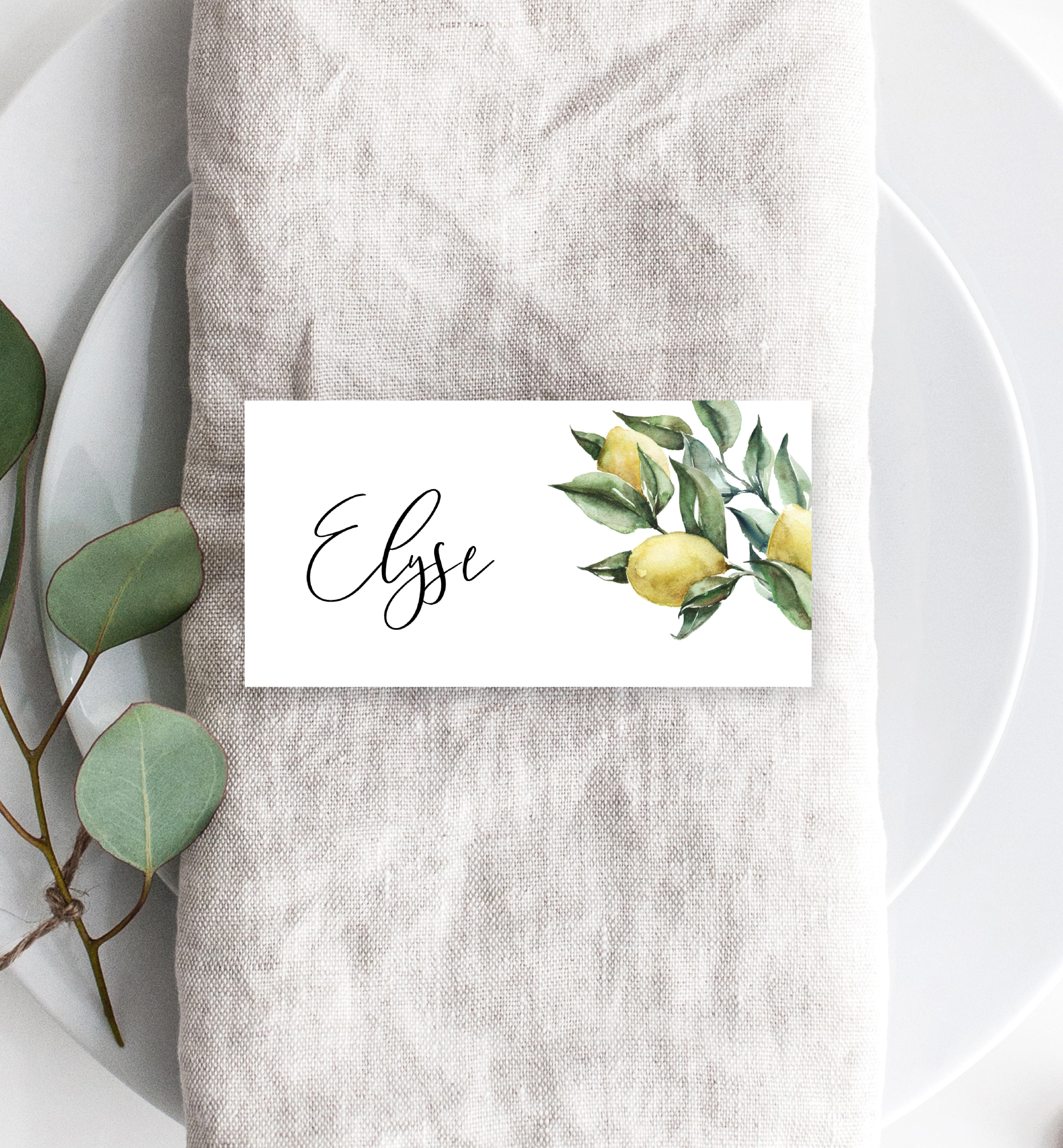 TUL-YEL-5-B179 - TUSCAN LEMONS - YELLOW - PLACE CARDS design preview