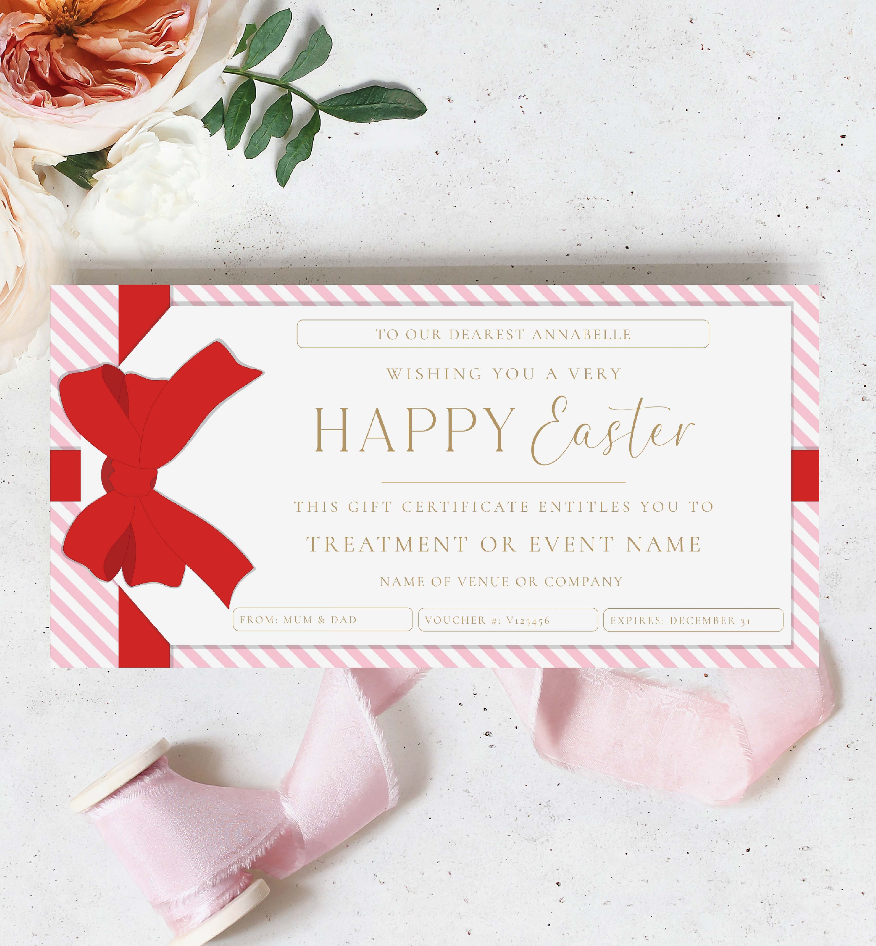 STR-PNK-14-B3478 - STRIPE - PINK - EASTER GIFT TAG GIFT CERTIFICATE design preview
