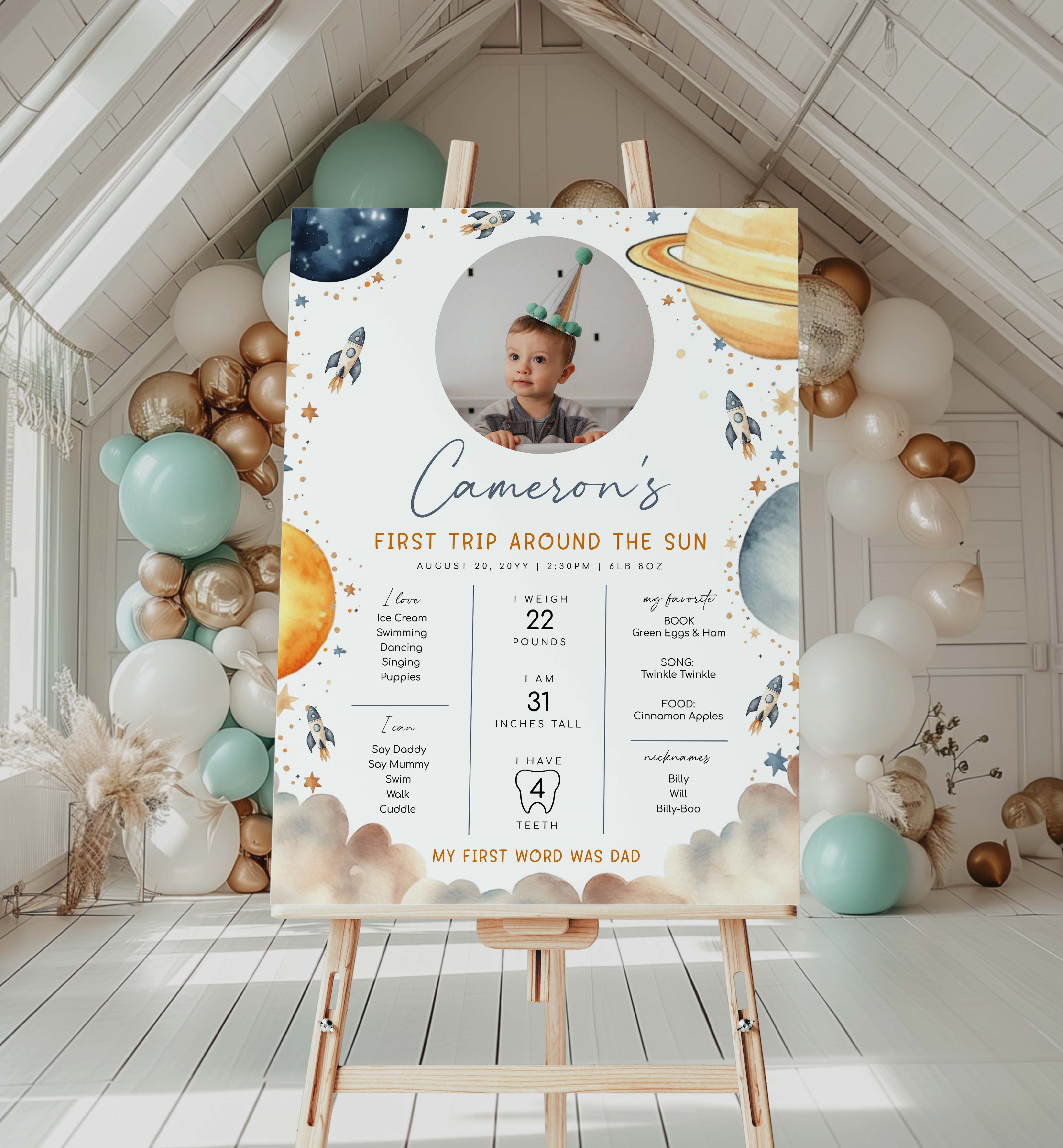 SPA-WHT-7-B3249 - SPACE - WHITE - MILESTONE SIGN design preview