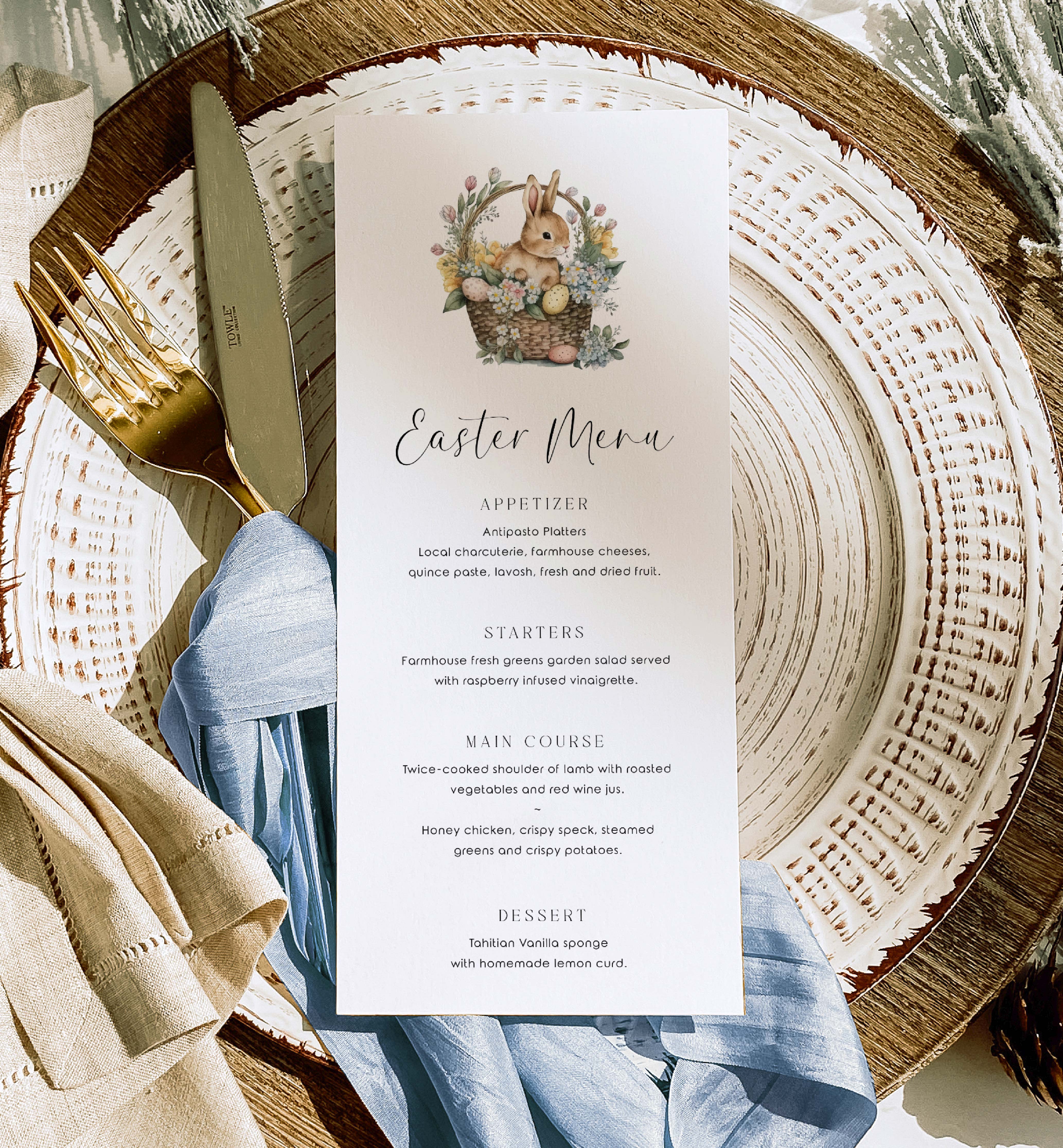 EAS-WHT-12-B3081 - EASTER - WHITE - EASTER BUNNY MENU design preview
