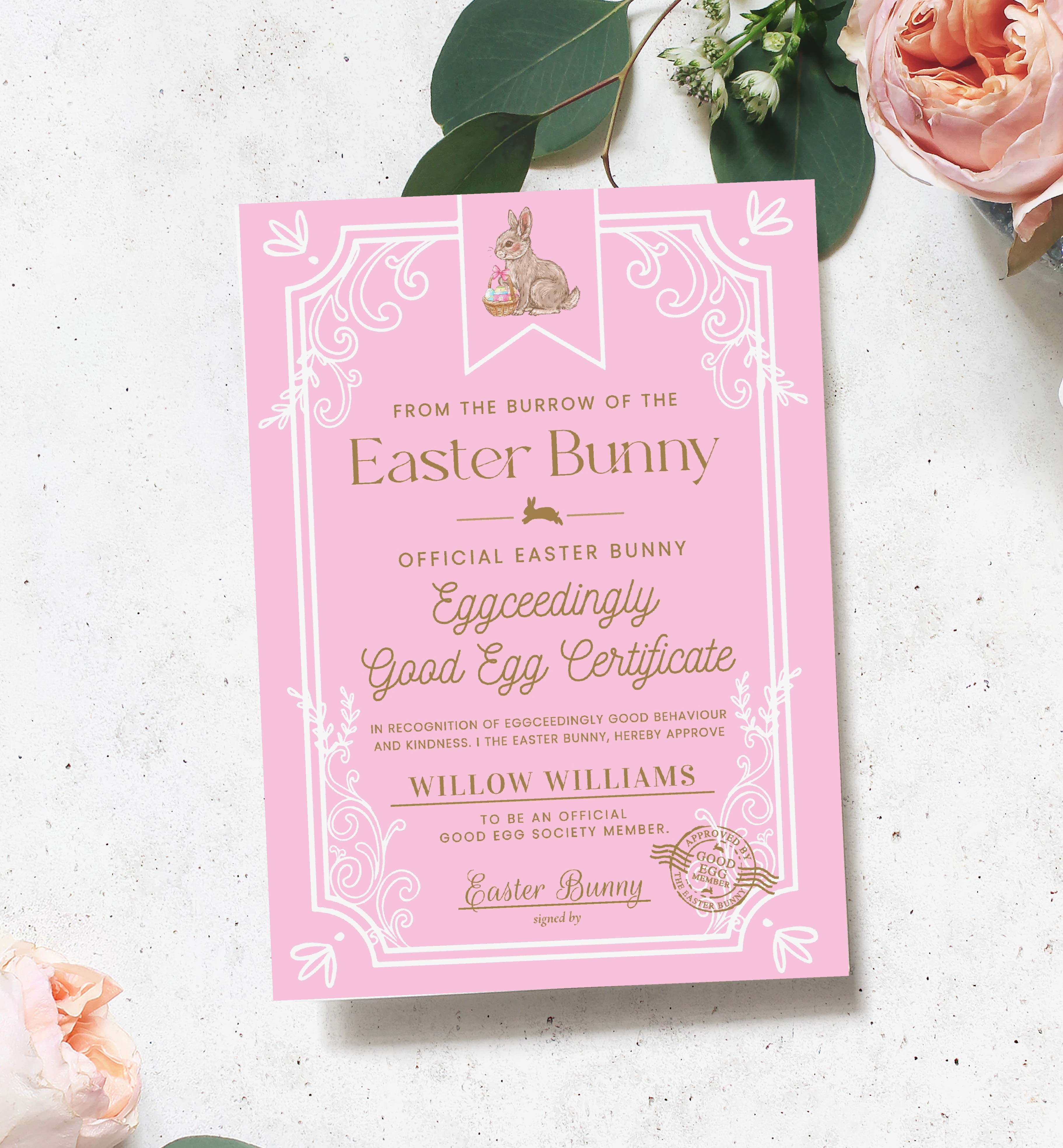 EAS-PNK-24-B3126 - EASTER - PINK - GOOD EGG CERTIFICATE design preview