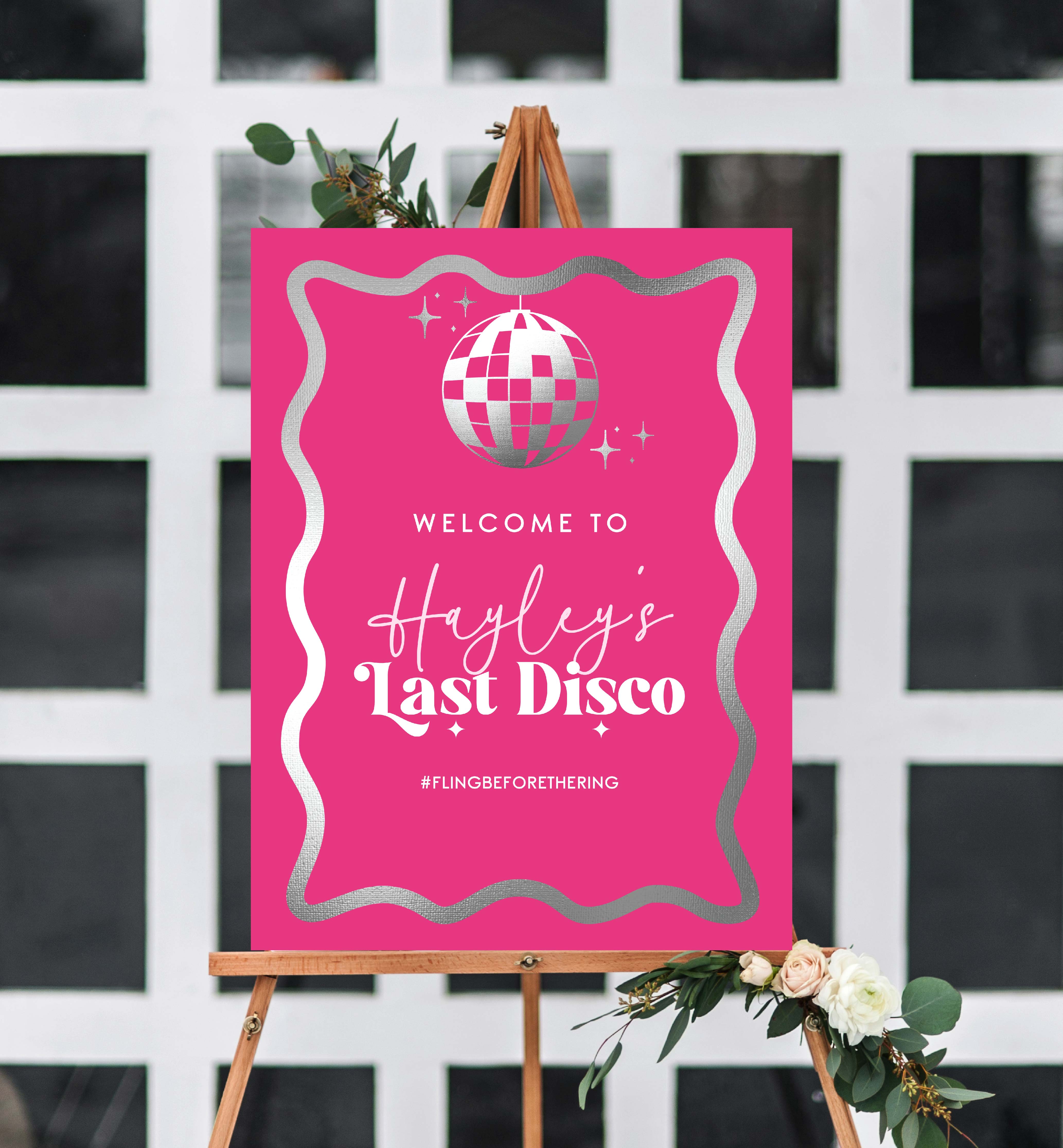 WAV-HPS-3-B2907 - WAVE - HOT PINK SILVER - LAST DISCO WELCOME SIGN design preview