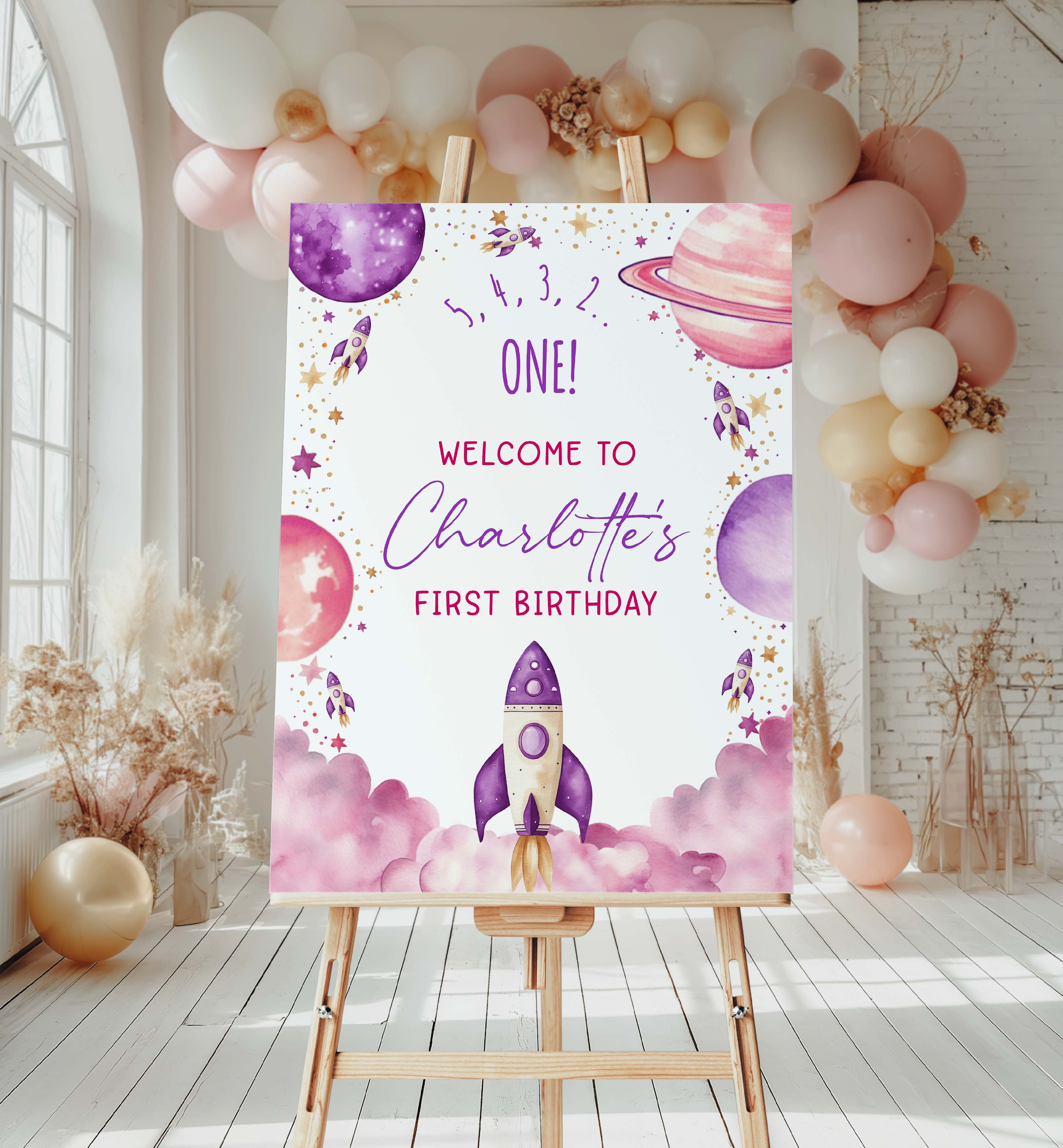 SPA-PUR-3-B2984 - SPACE - PURPLE - WELCOME SIGN design preview