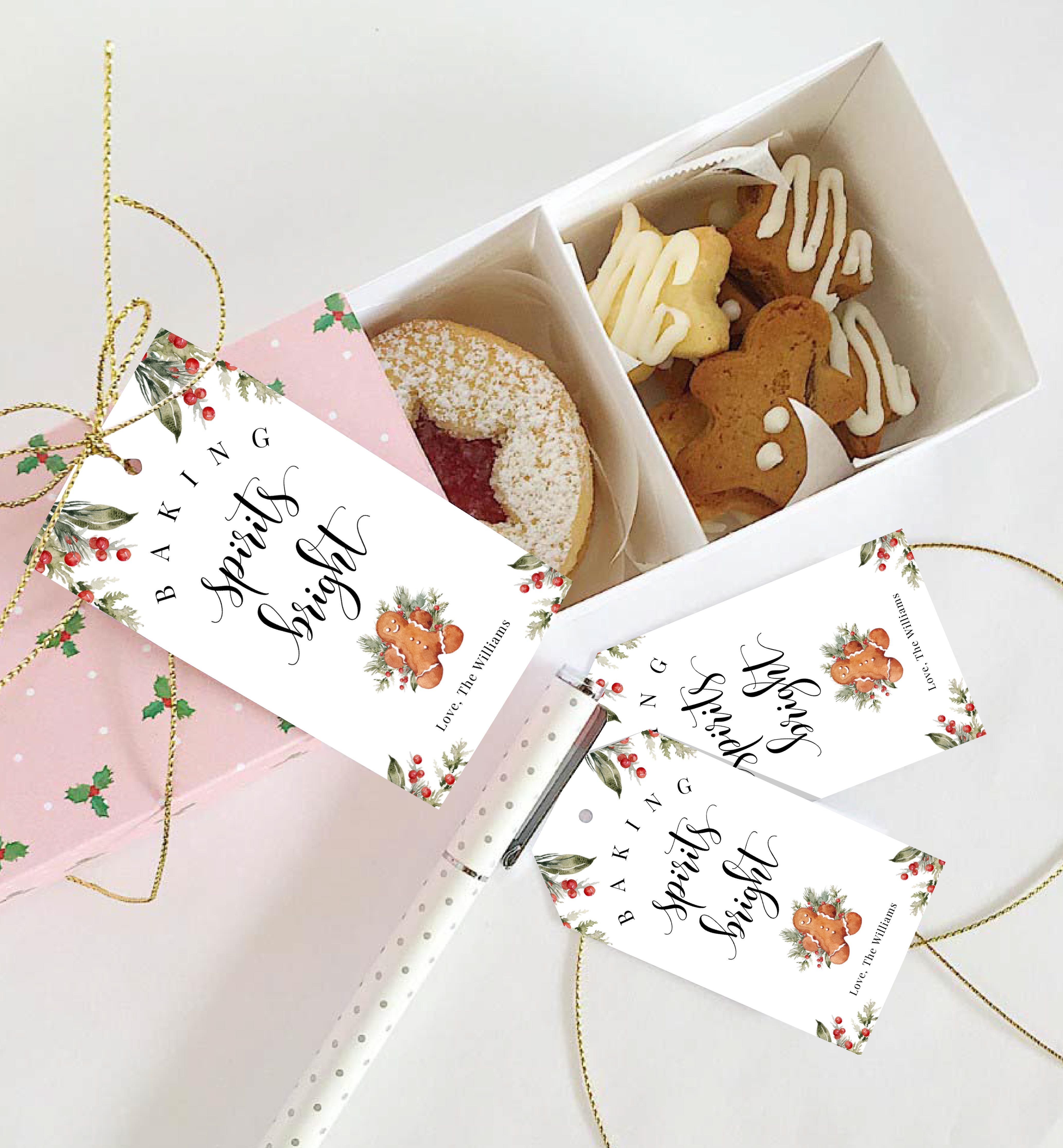 NUT-WHT-6-B2326 - NUTMEG NOEL - WHITE - CHRISTMAS GINGERBREAD BAKING SPIRITS BRIGHT TAG design preview