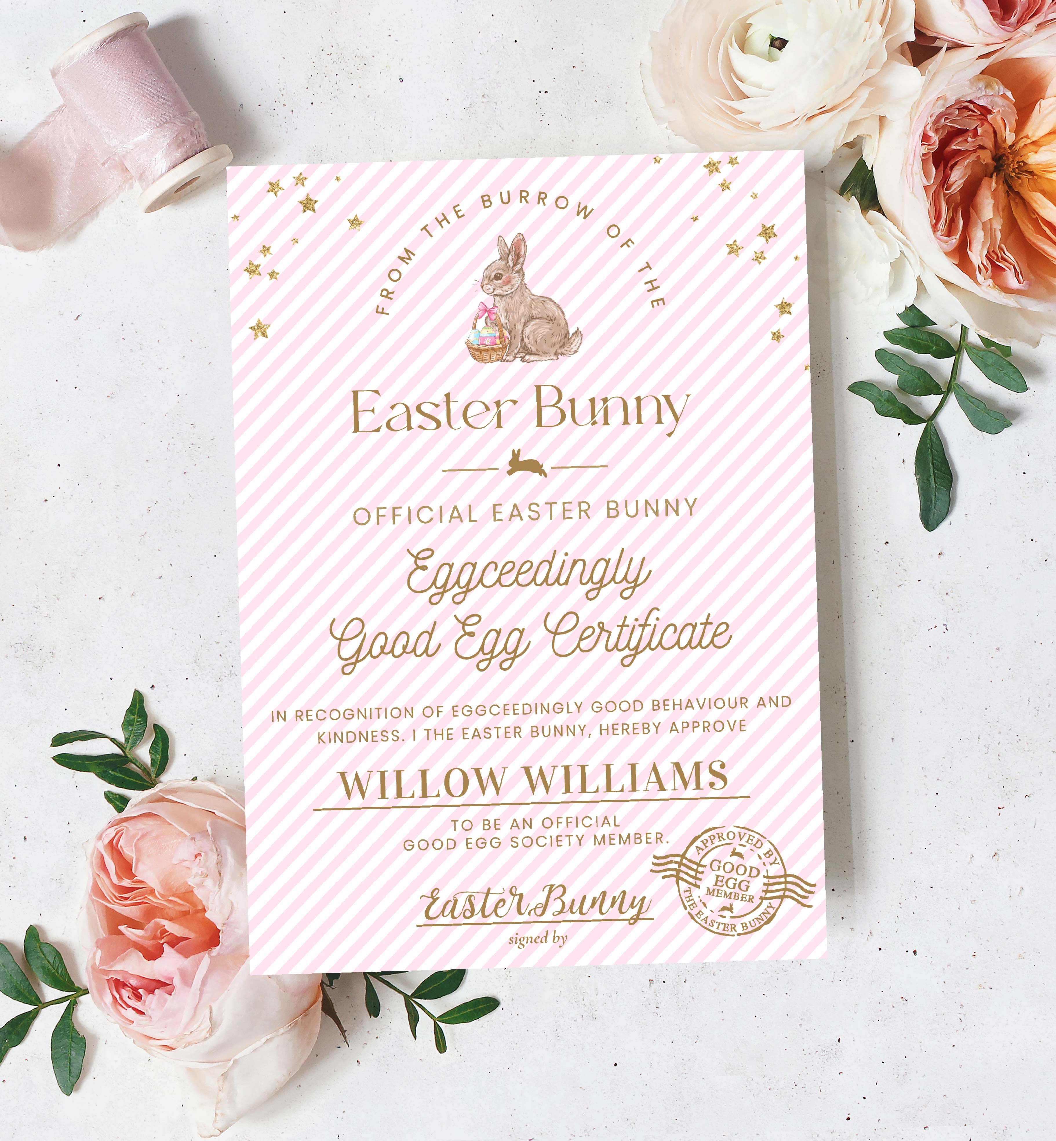 STR-PNK-24-B3127 - STRIPE - PINK - EASTER GOOD EGG CERTIFICATE design preview