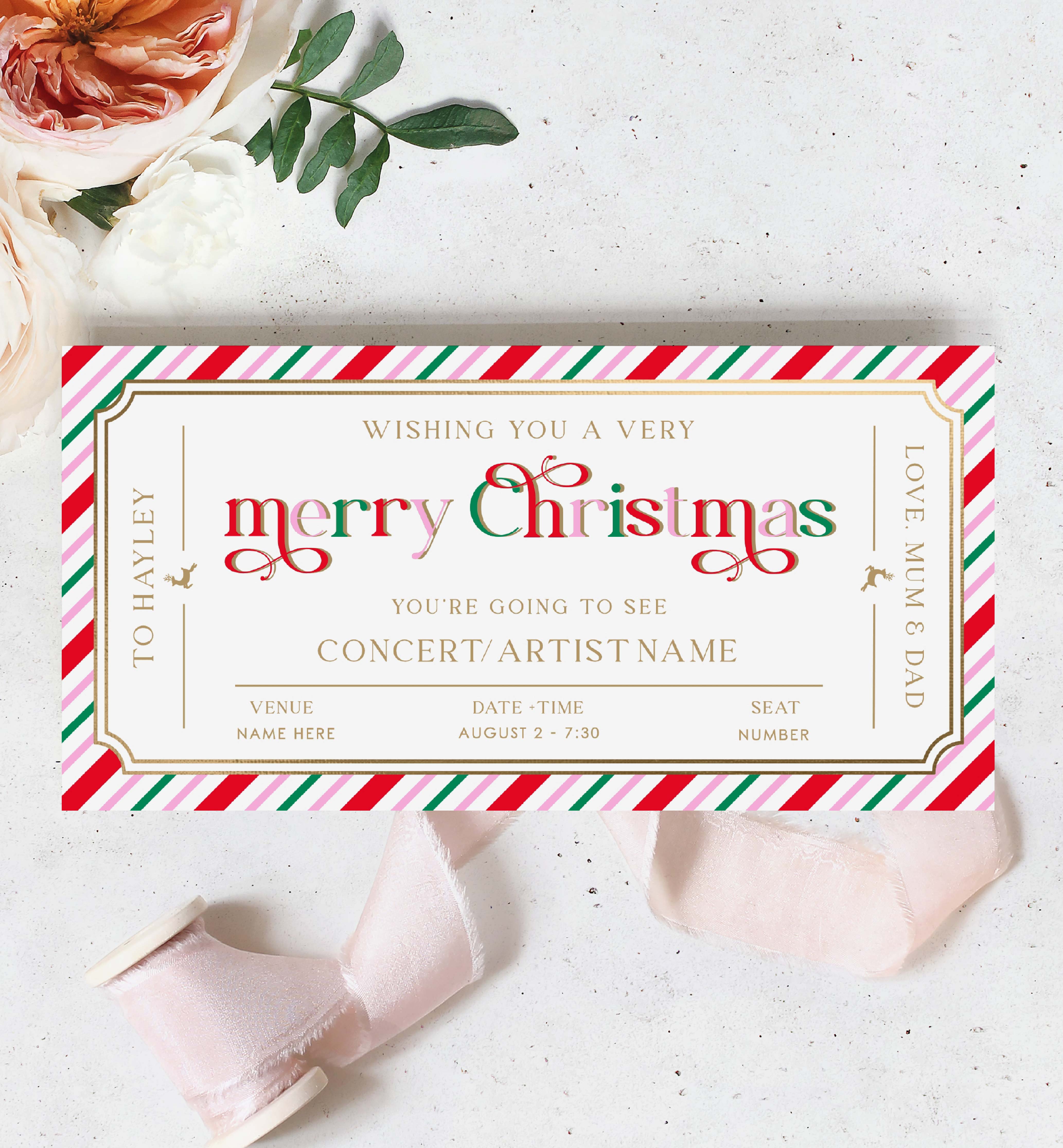 STR-PMT-14-B2860 - STRIPE - PINK MULTI - CHRISTMAS CONCERT GIFT VOUCHER design preview