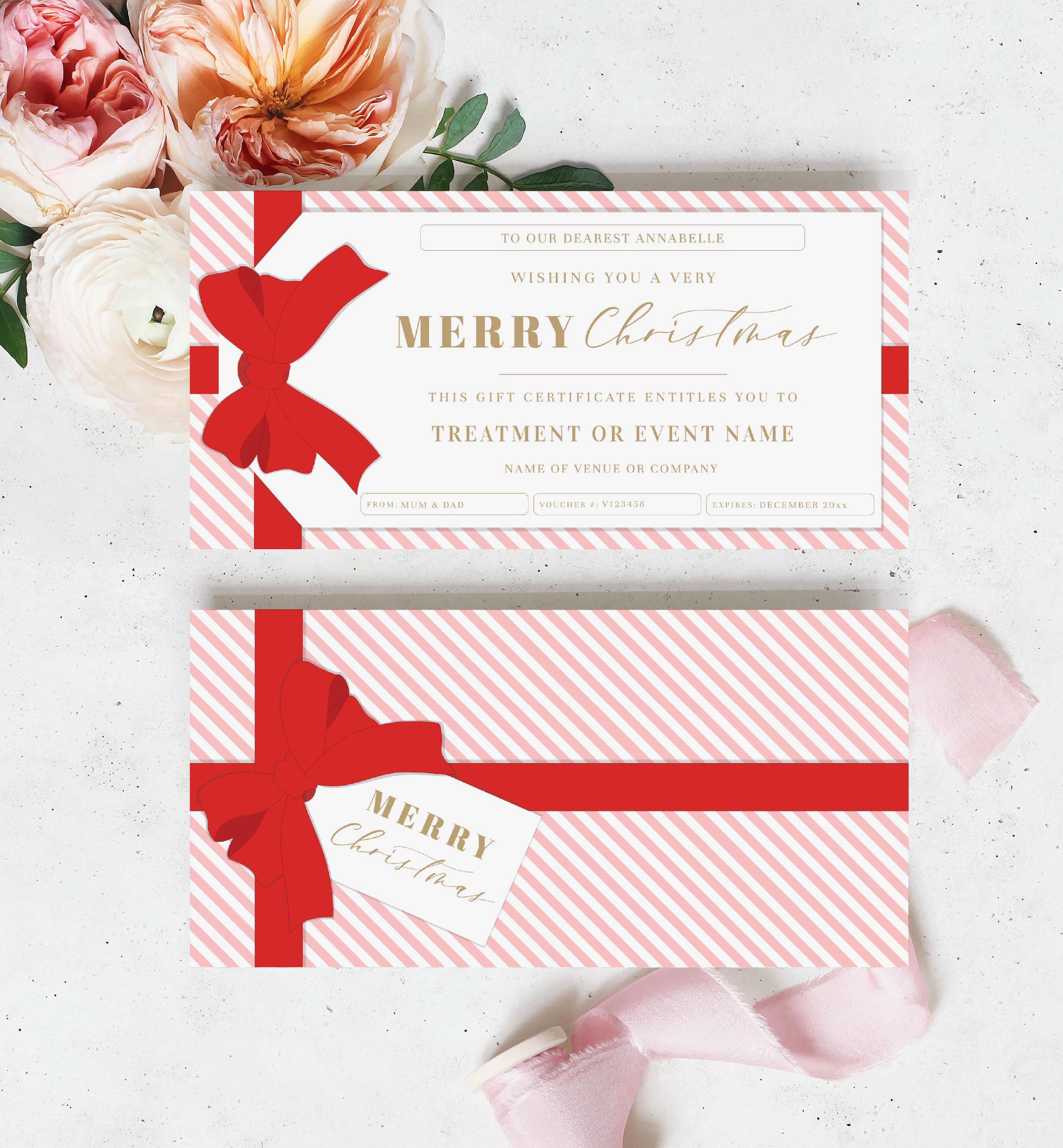 STR-RPK-14-B1803 - STRIPE - RED PINK - CHRISTMAS GIFT TAG GIFT CERTIFICATE design preview