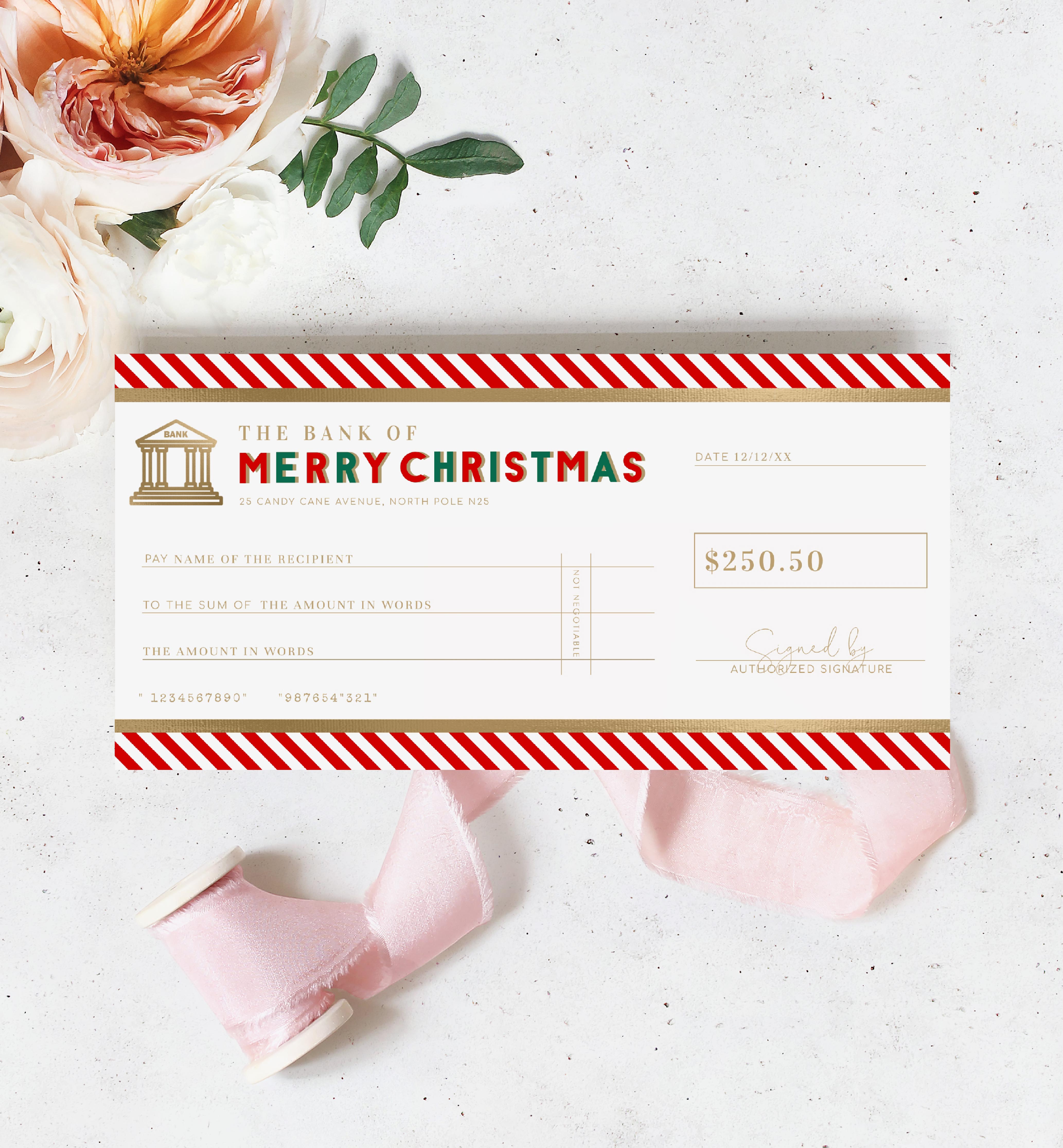 STR-RGW-14-B2385 - STRIPE - RED WHITE - CHRISTMAS CHEQUE CERTIFICATE design preview