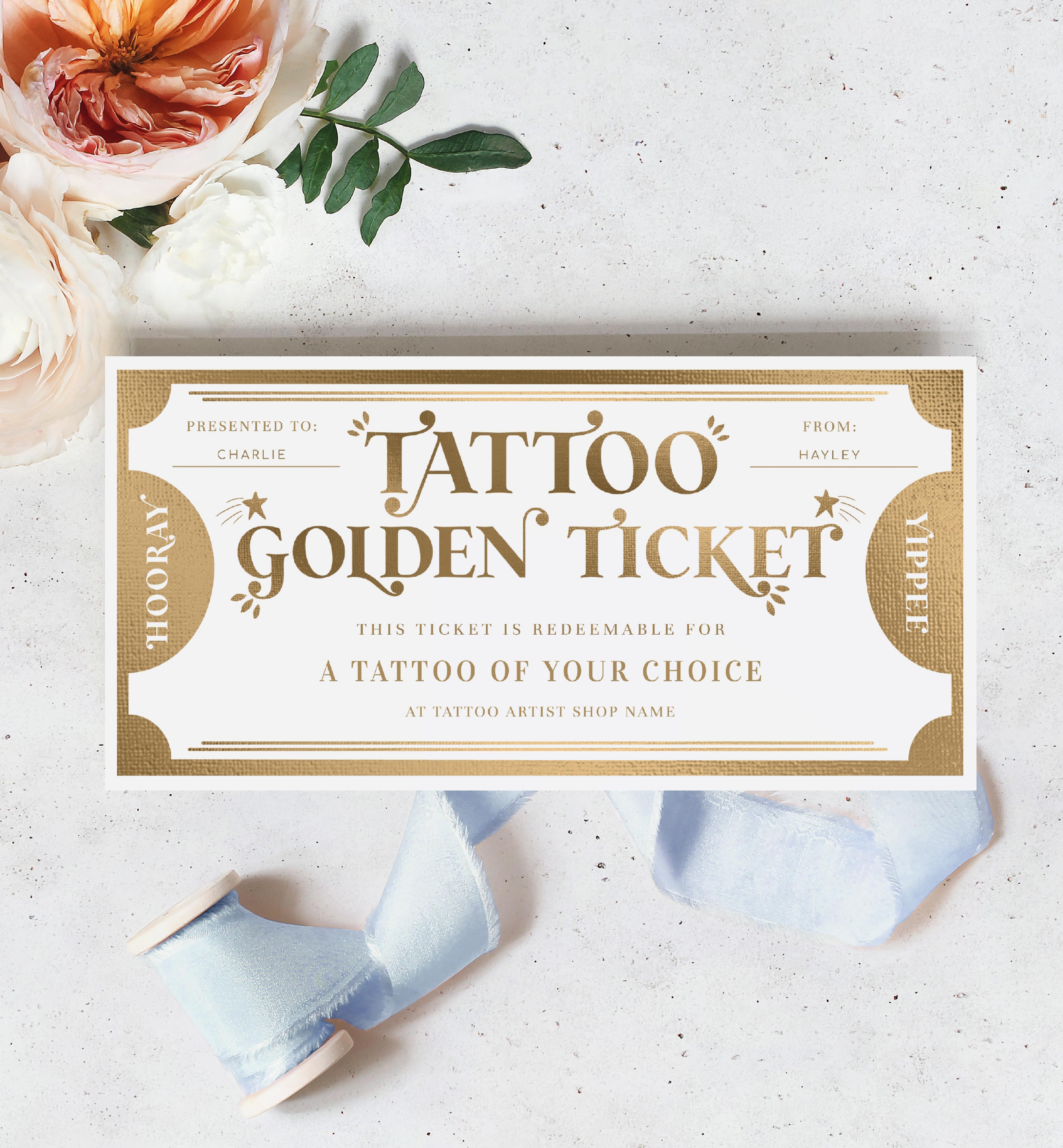 MAR-WHG-14-B2459 - MARGO - WHITE GOLD - TATTOO GOLDEN TICKET design preview